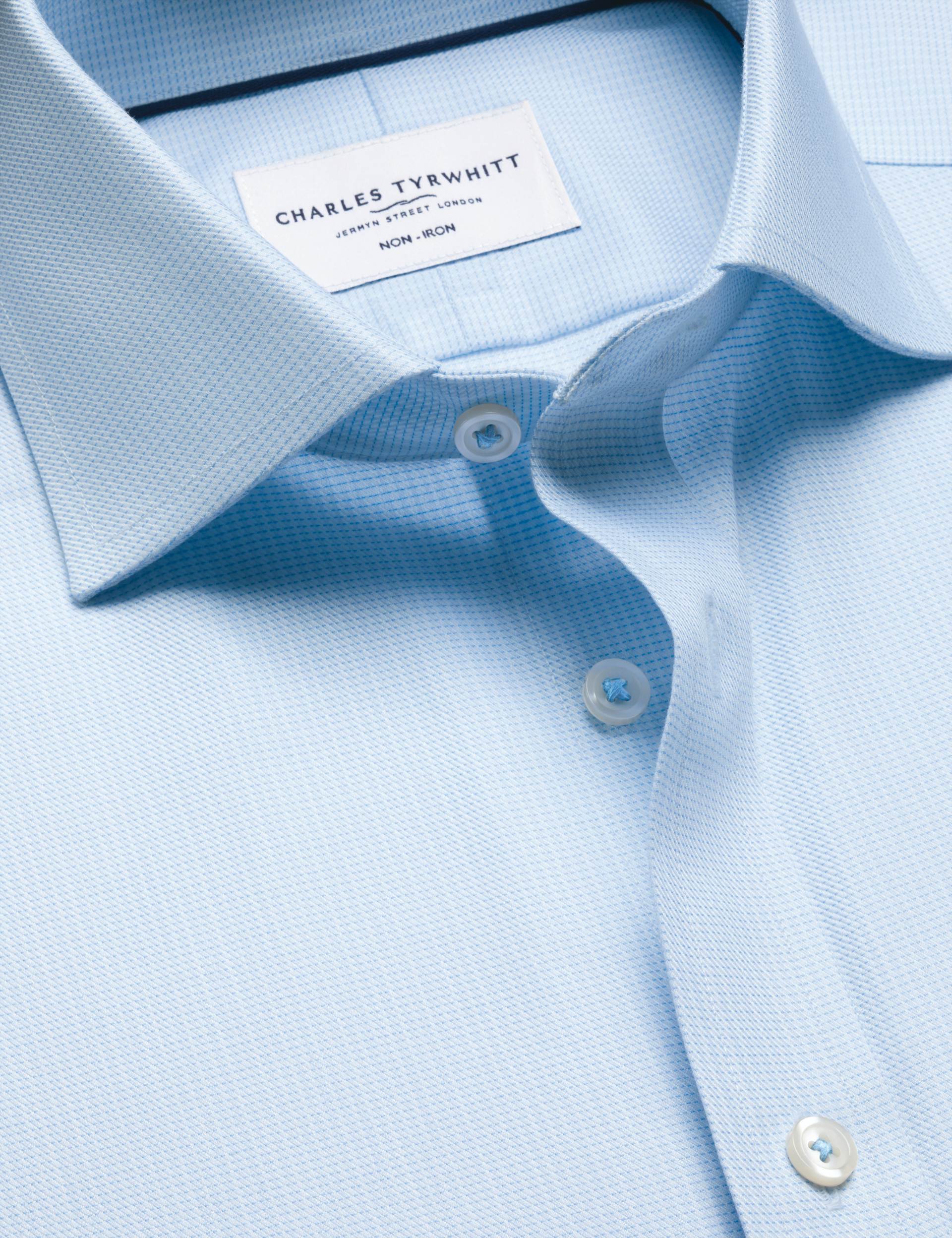 Light blue non-iron stretch Greenwich weave cutaway slim fit shirt 4