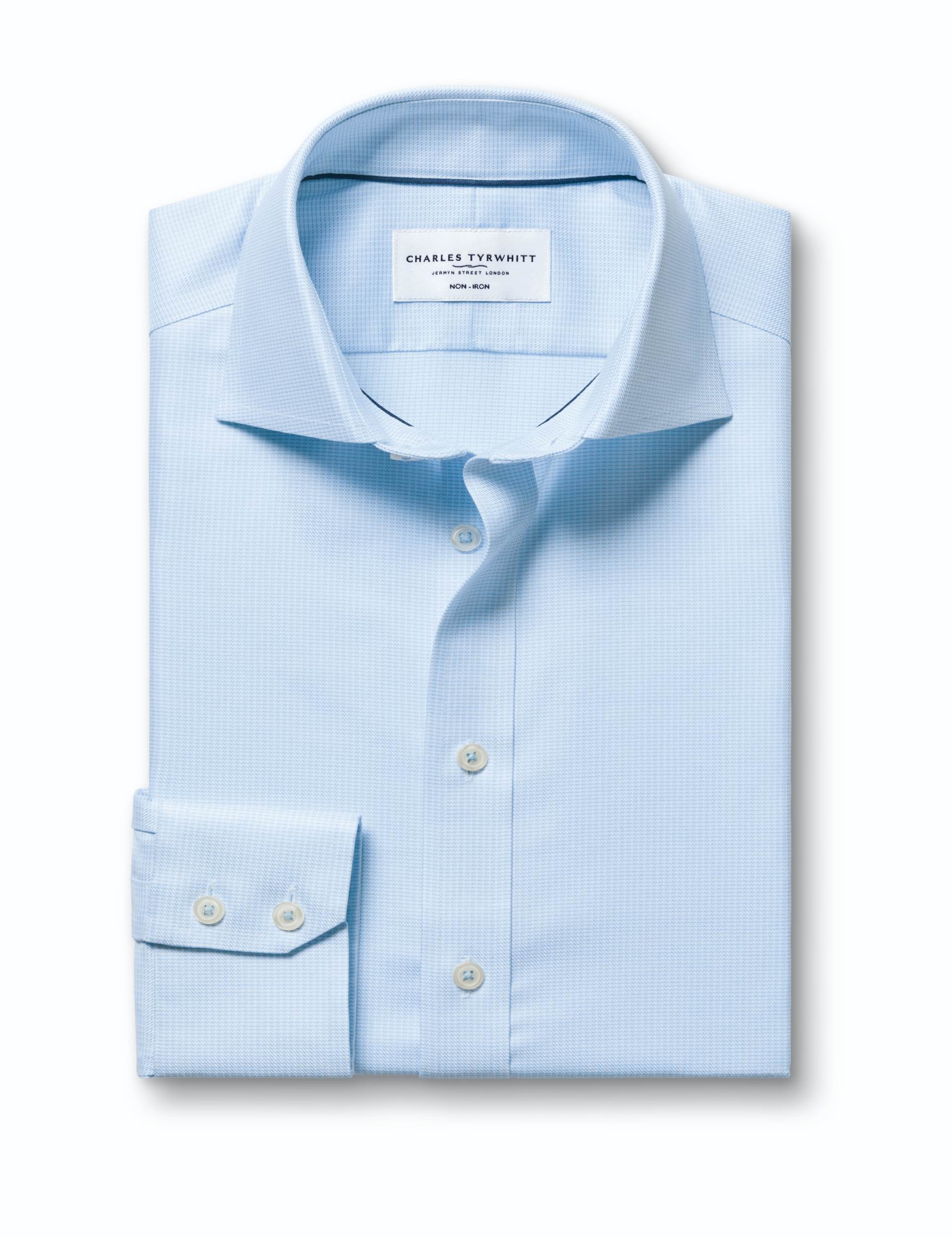 Light blue non-iron stretch Greenwich weave cutaway slim fit shirt 6