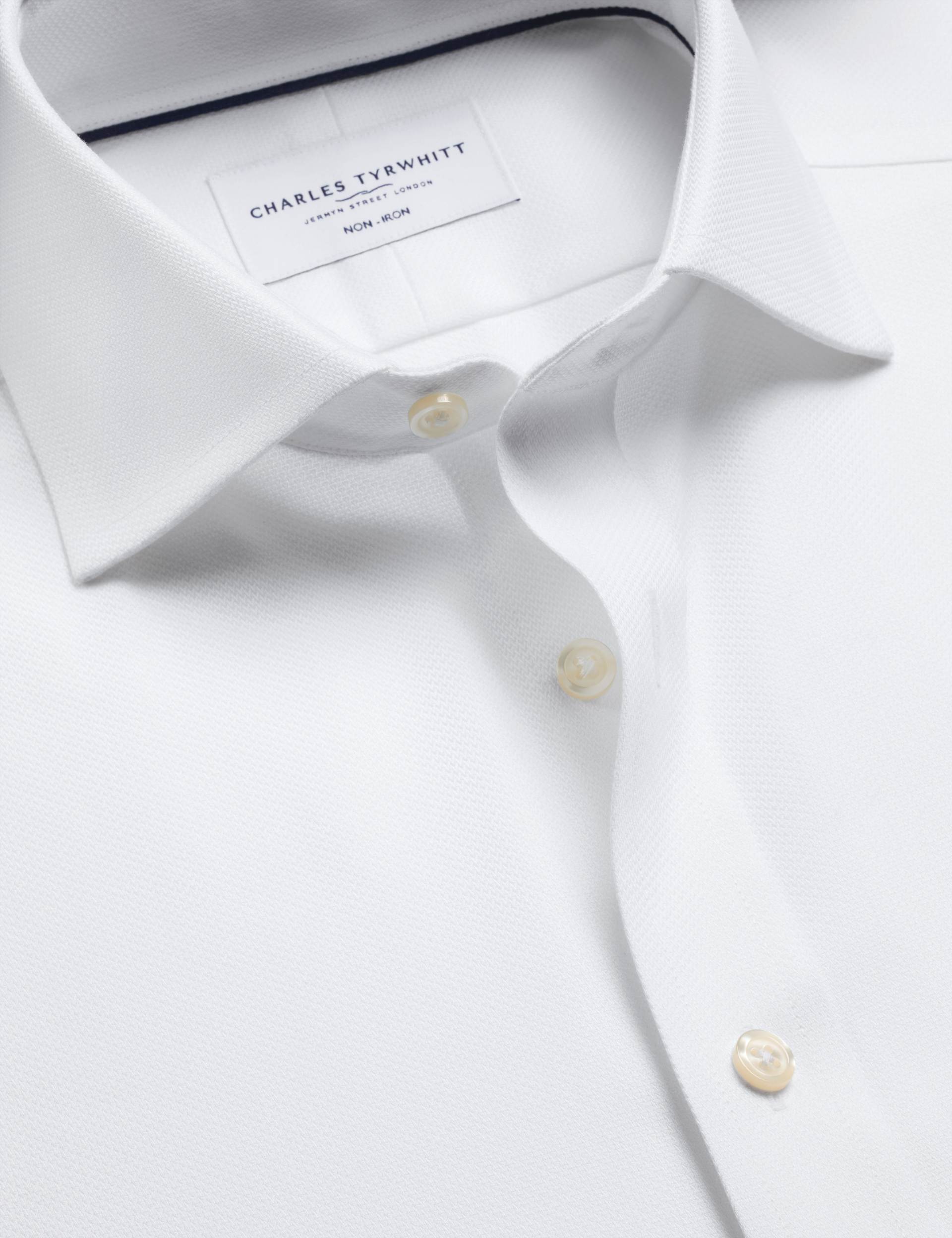 White non-iron stretch Trafalgar weave cutaway slim fit shirt 4