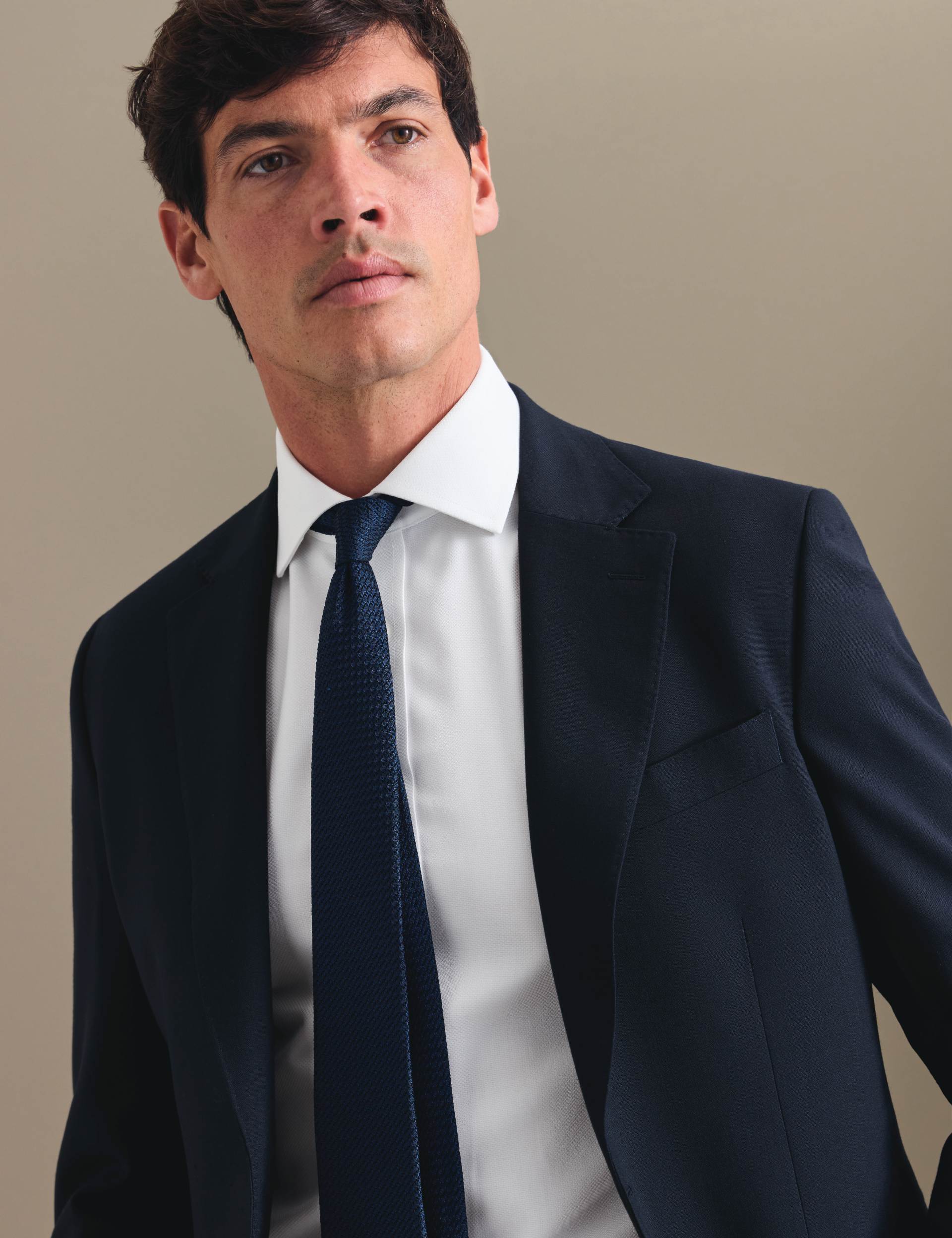 White non-iron stretch Trafalgar weave cutaway slim fit shirt 5