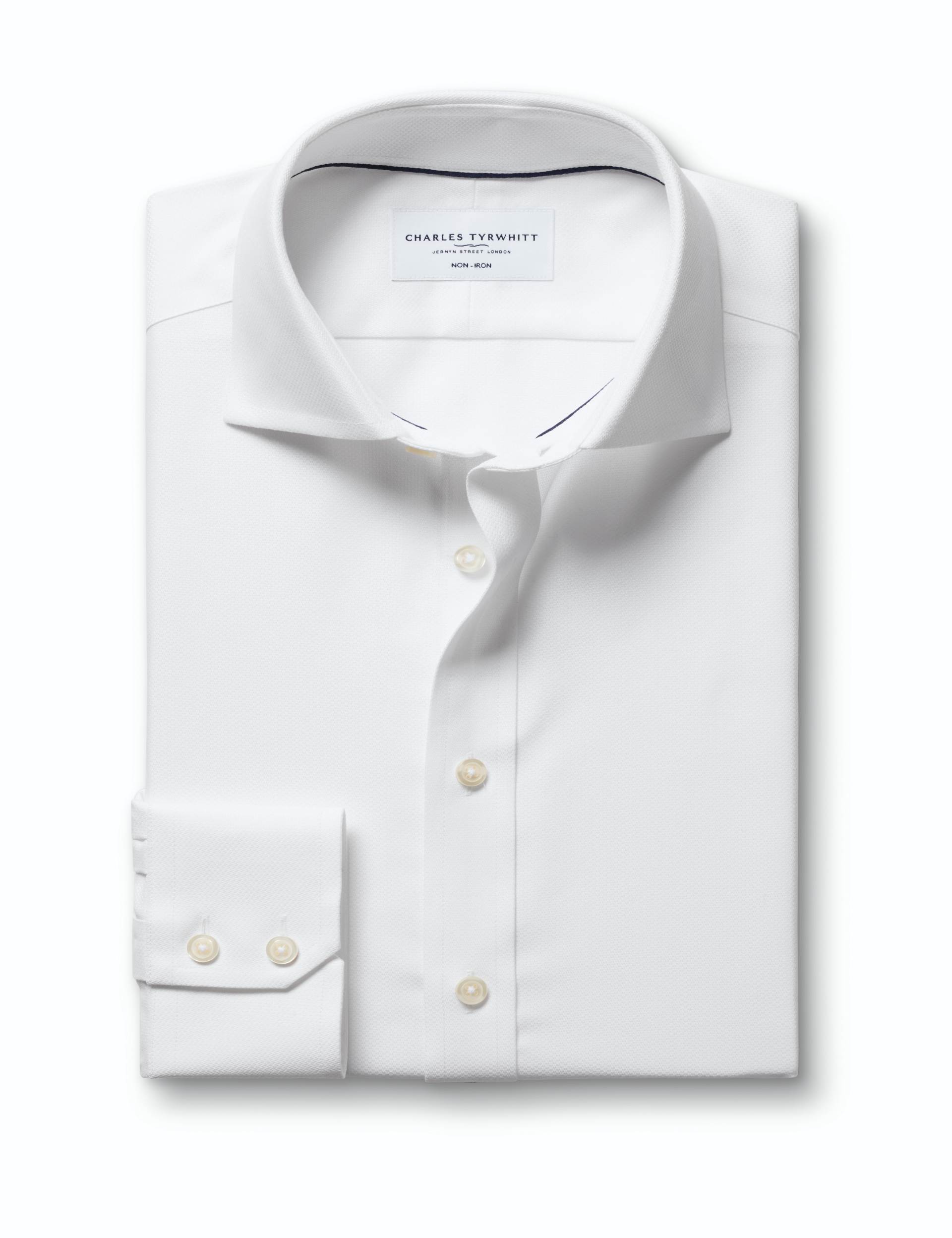 White non-iron stretch Trafalgar weave cutaway slim fit shirt 6