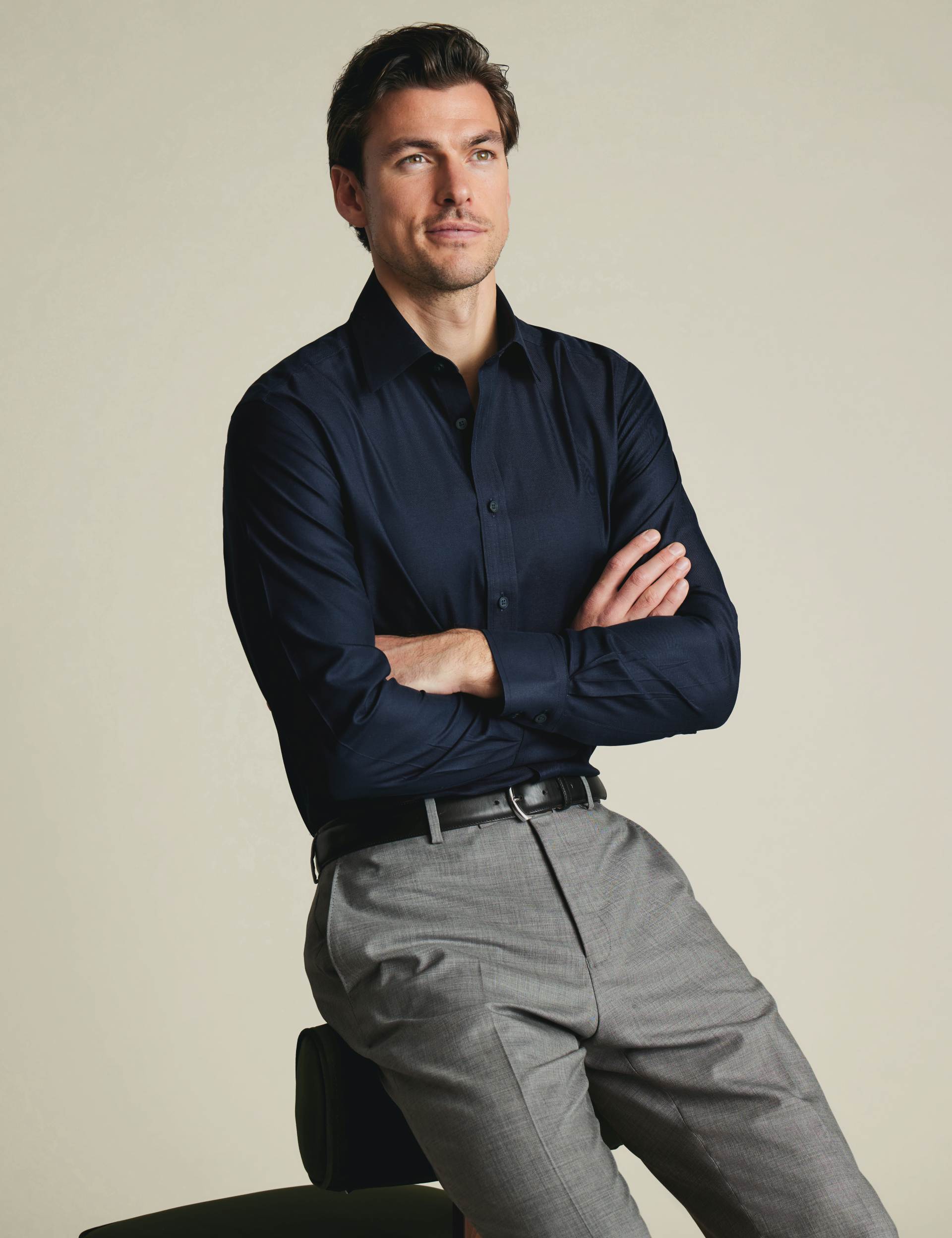 Navy non-iron twill classic fit shirt 2