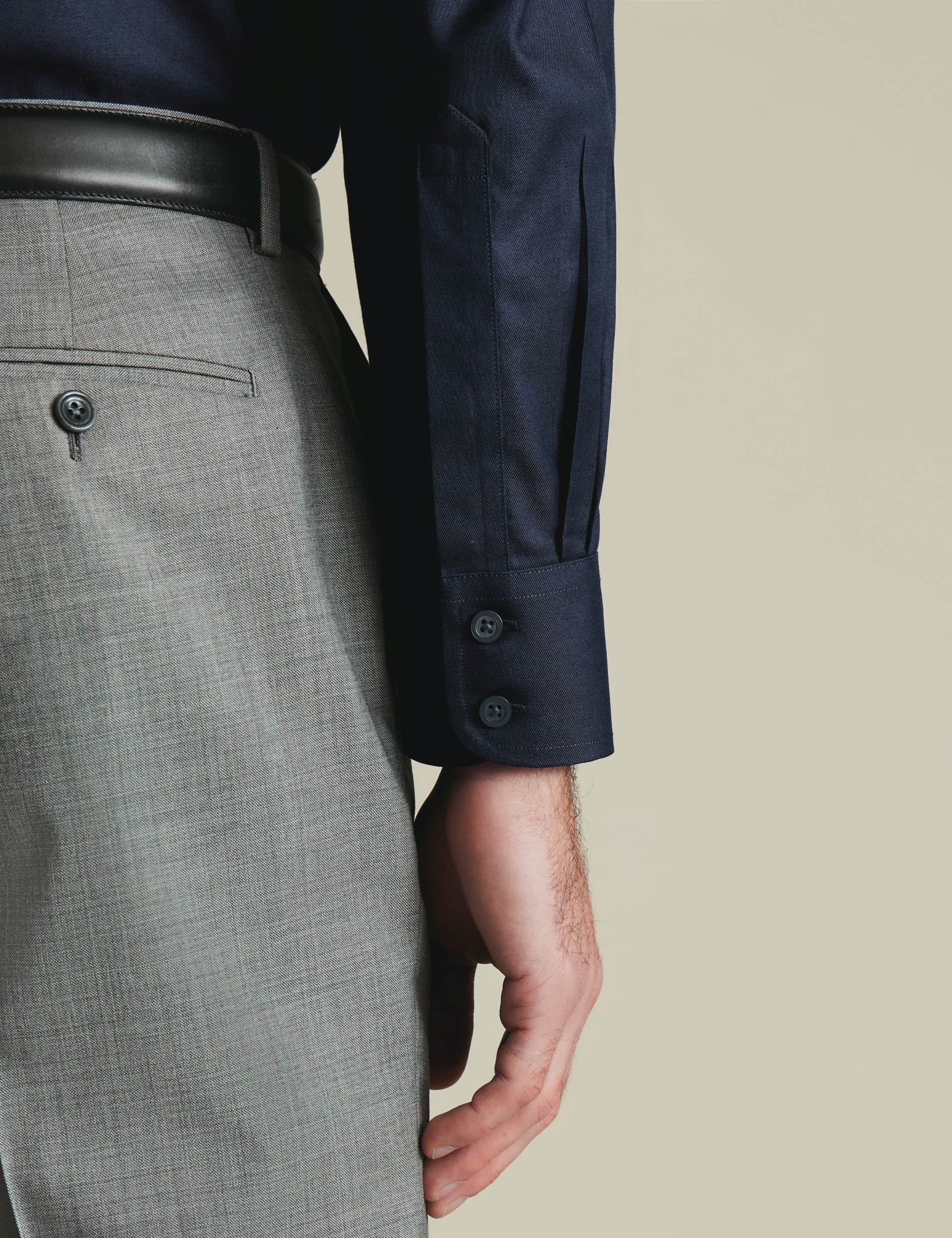 Navy non-iron twill classic fit shirt 4