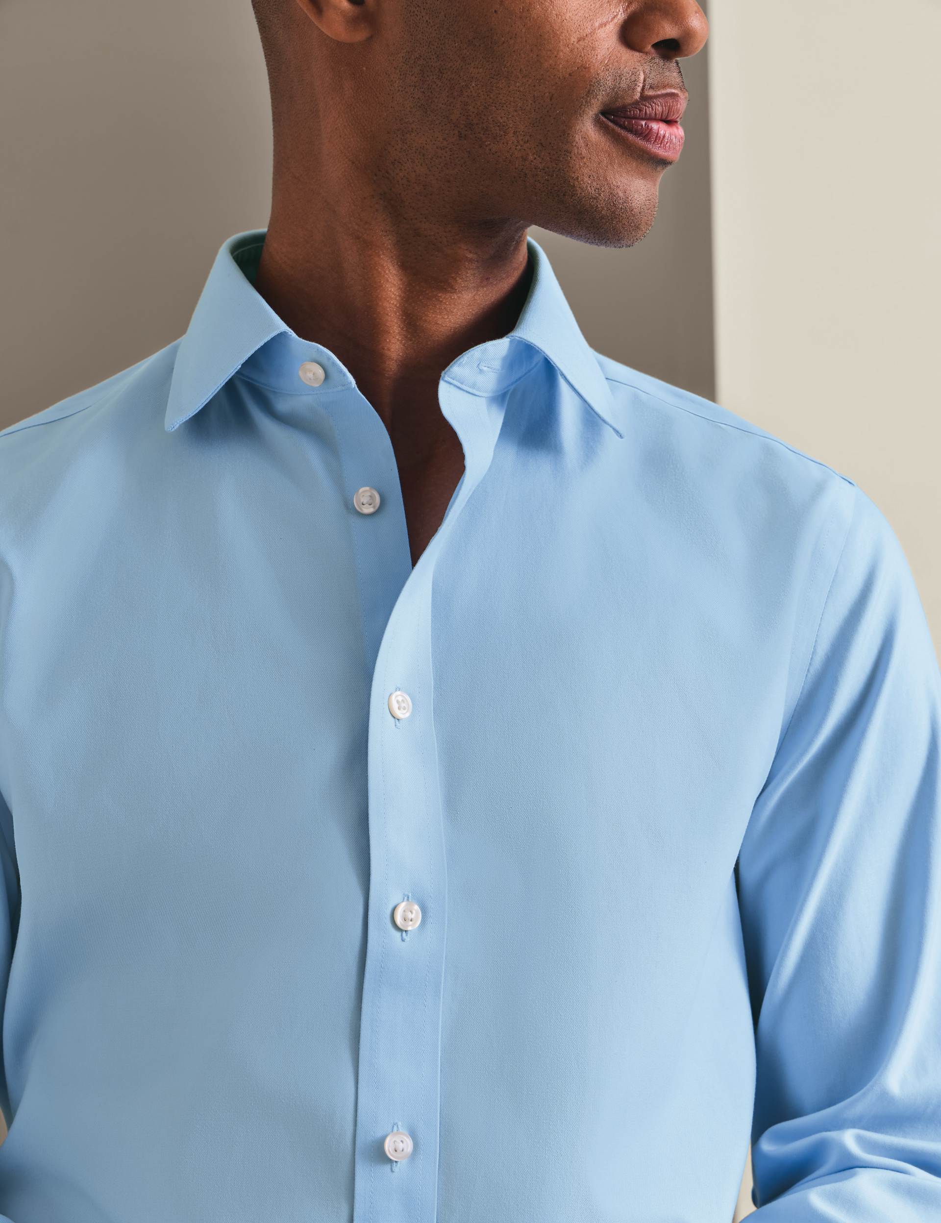 Sky blue non-iron twill classic fit shirt 2