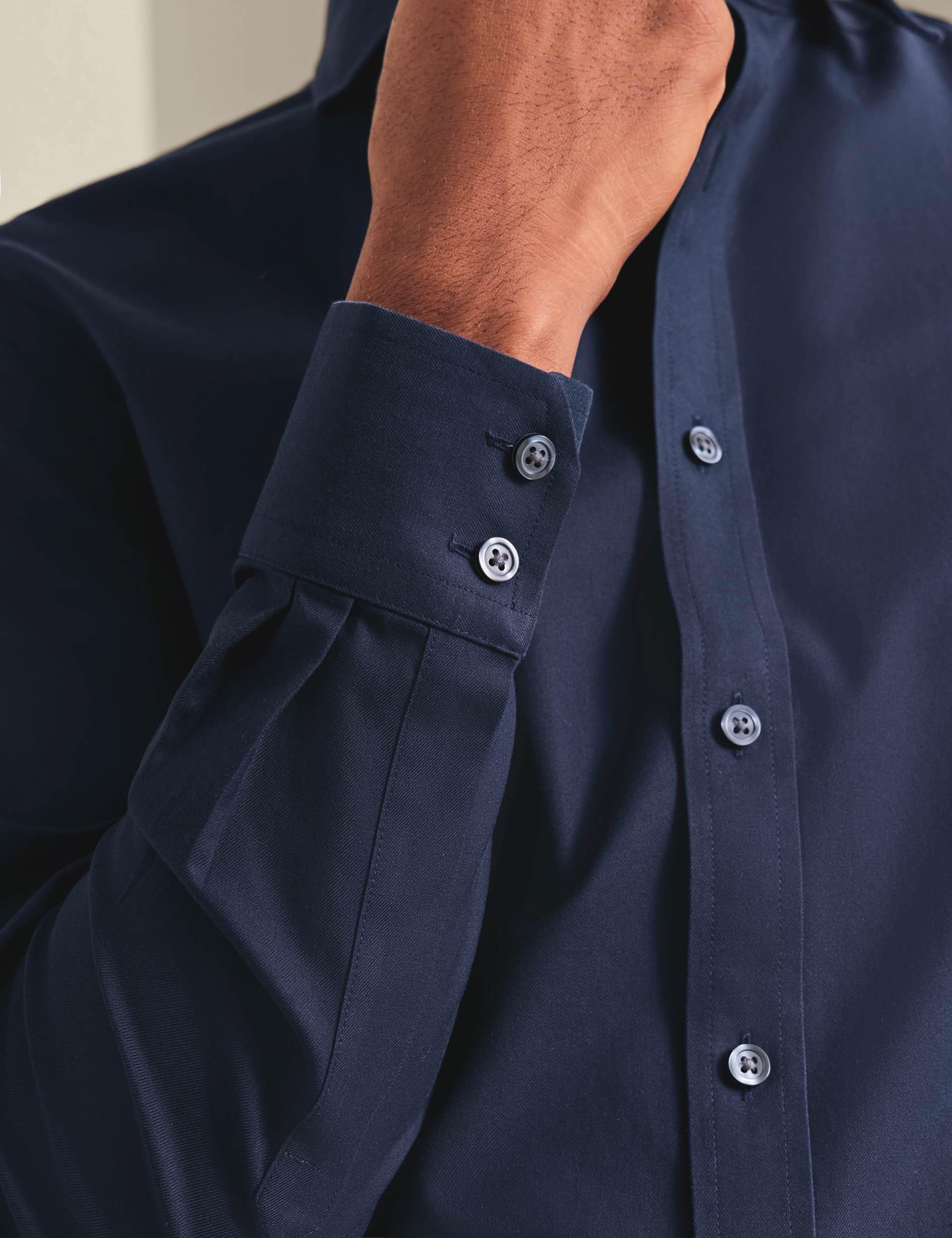 Navy non-iron twill cutaway slim fit shirt 2