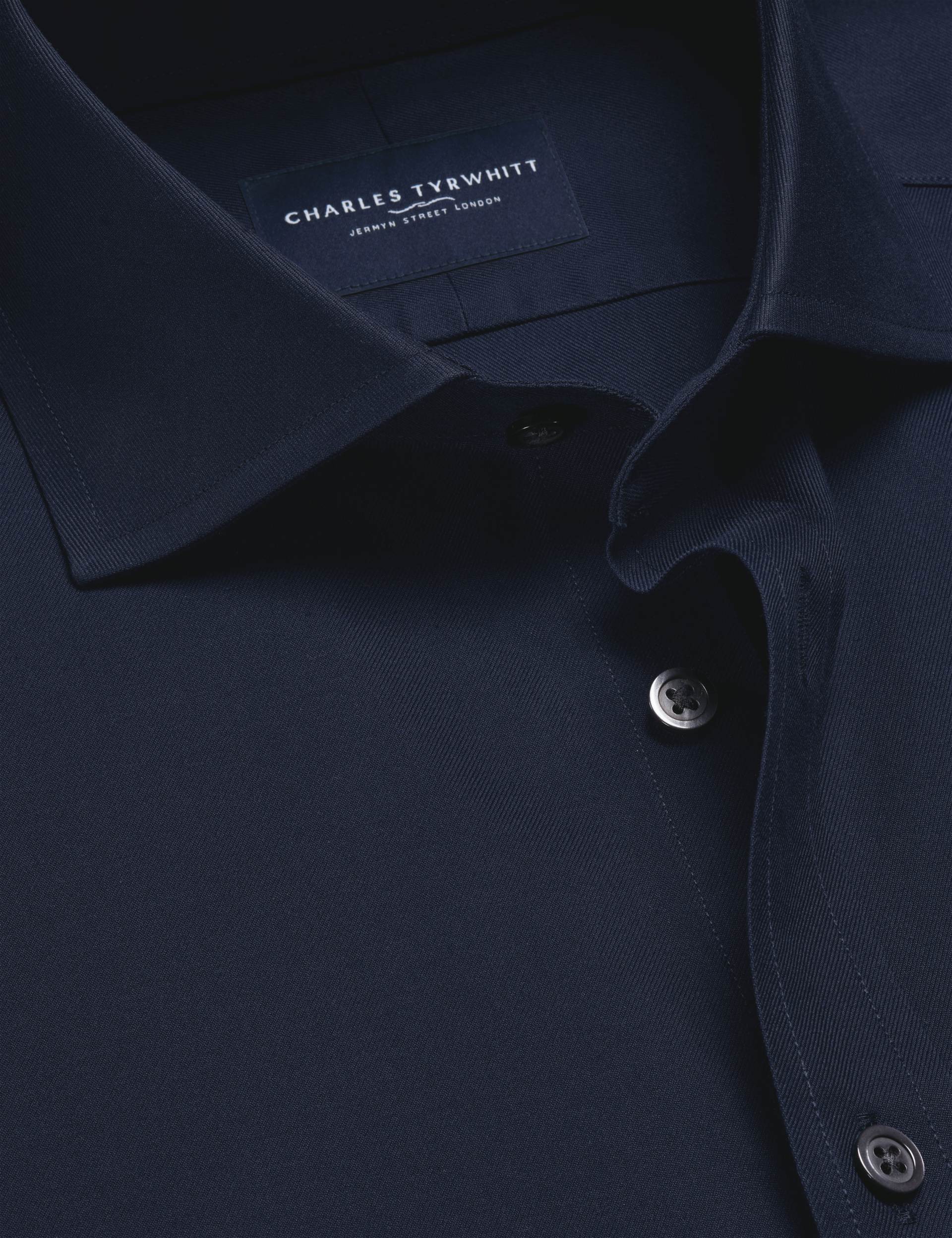 Navy non-iron twill cutaway slim fit shirt 3