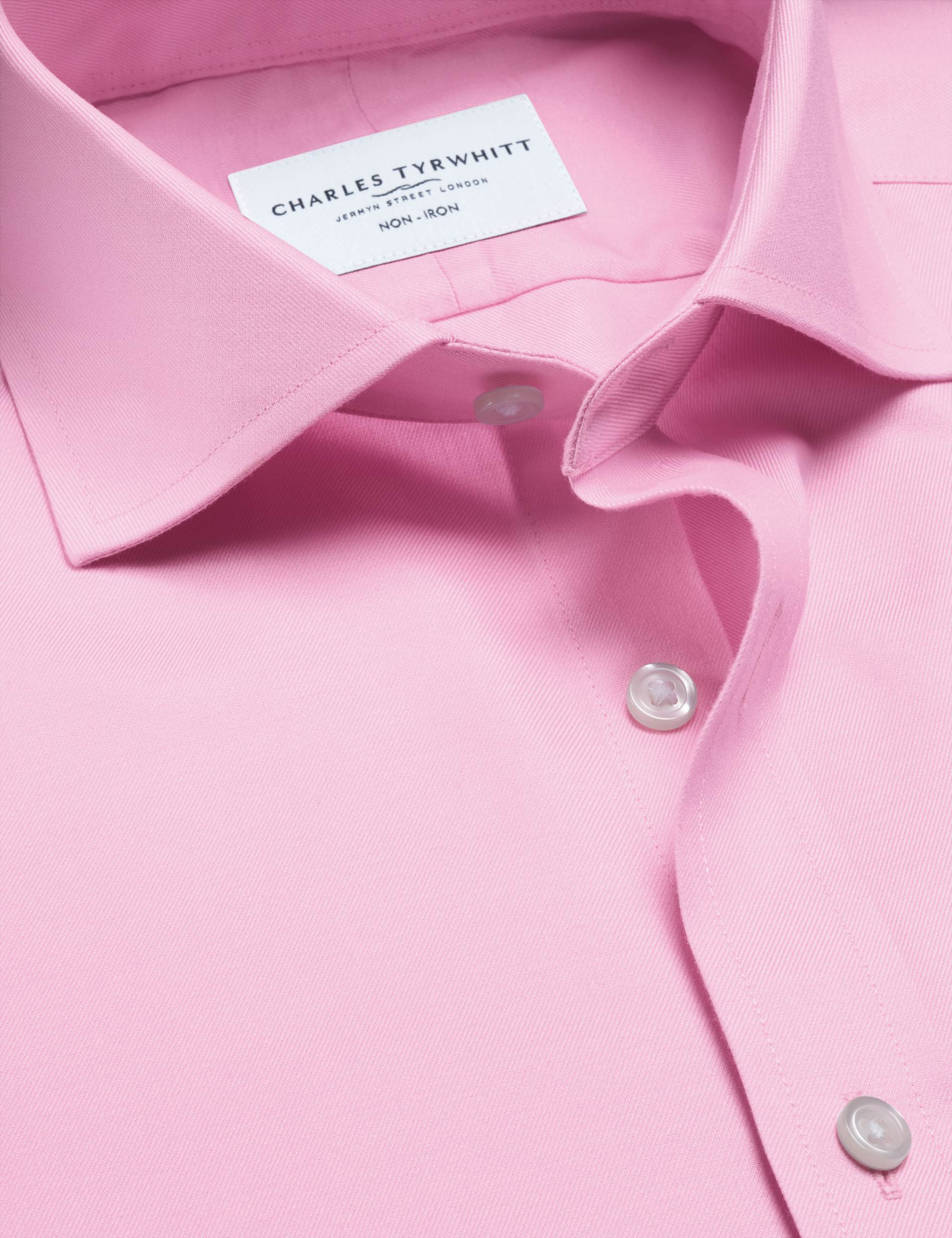 Pink non-iron twill cutaway slim fit shirt 3