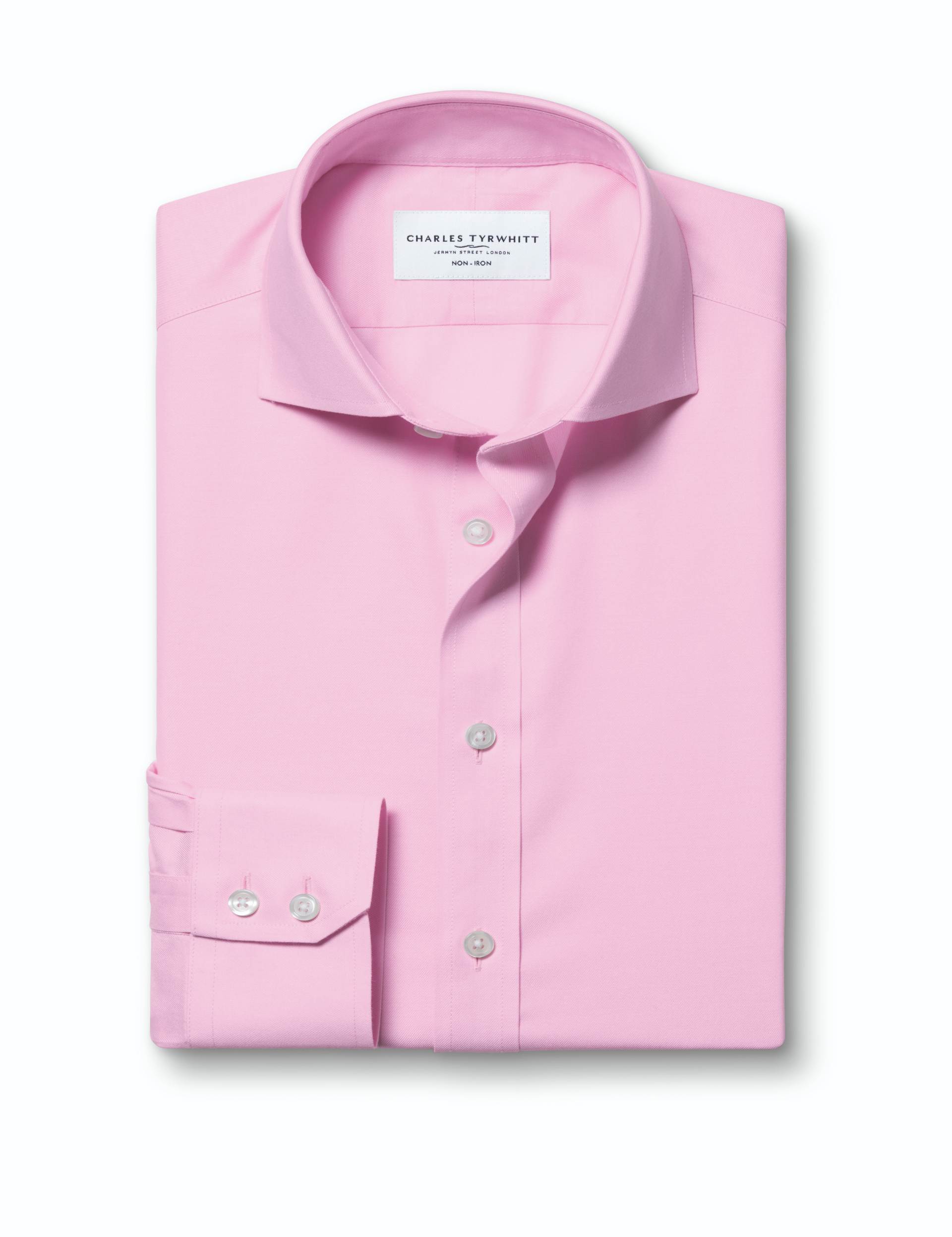 Pink non-iron twill cutaway slim fit shirt 5