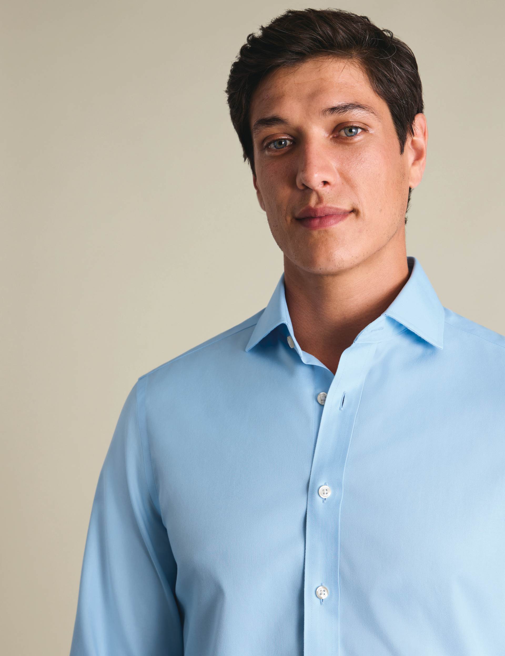 Sky blue non-iron twill cutaway slim fit shirt 2
