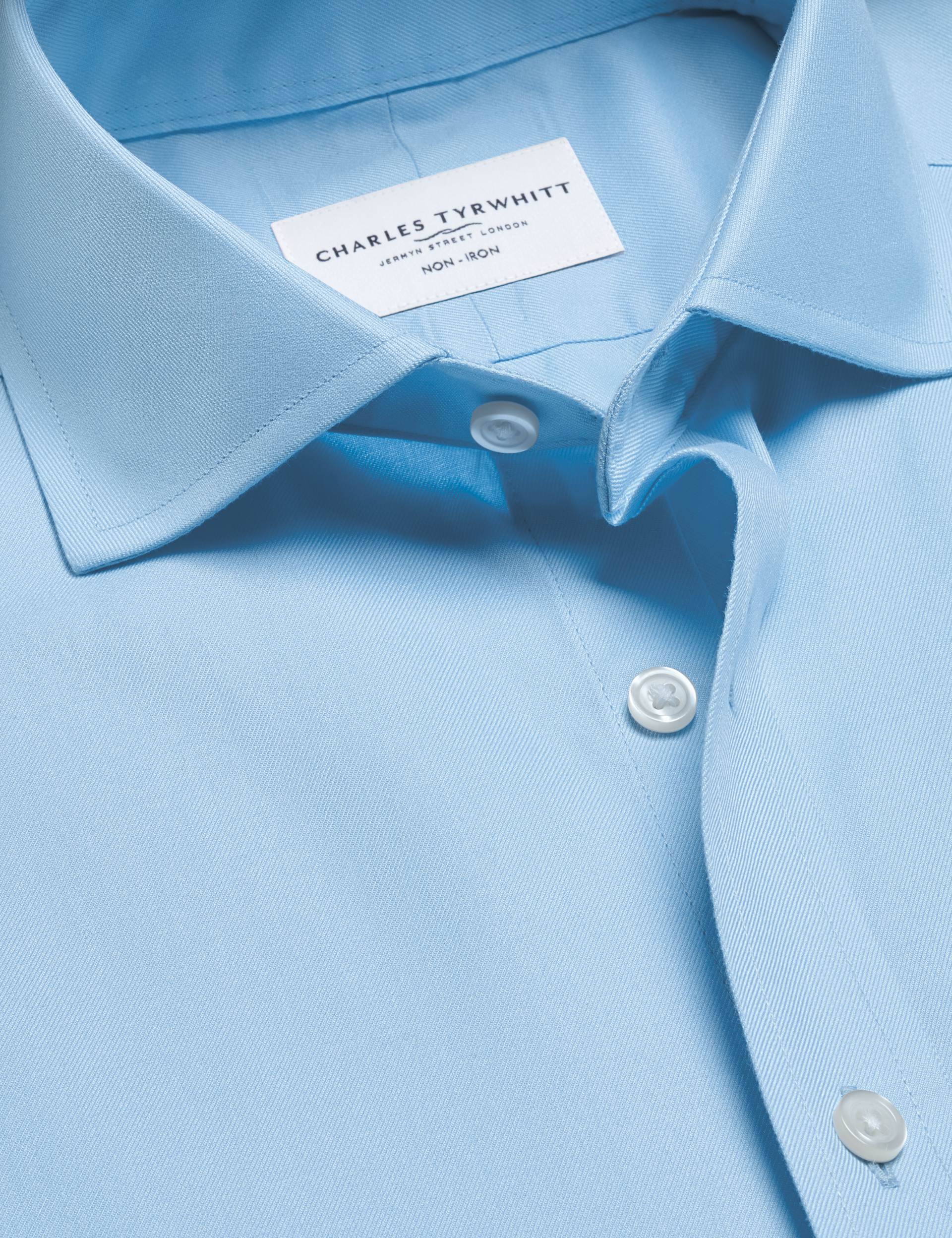 Sky blue non-iron twill cutaway slim fit shirt 4