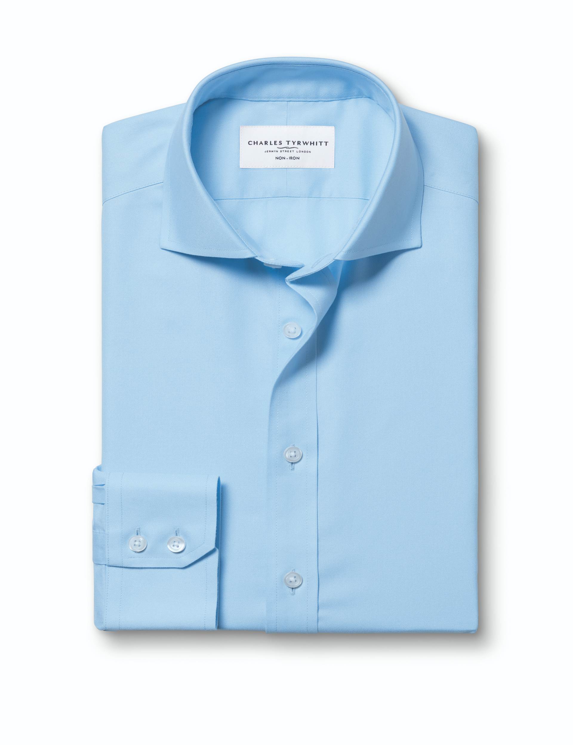 Sky blue non-iron twill cutaway slim fit shirt 6