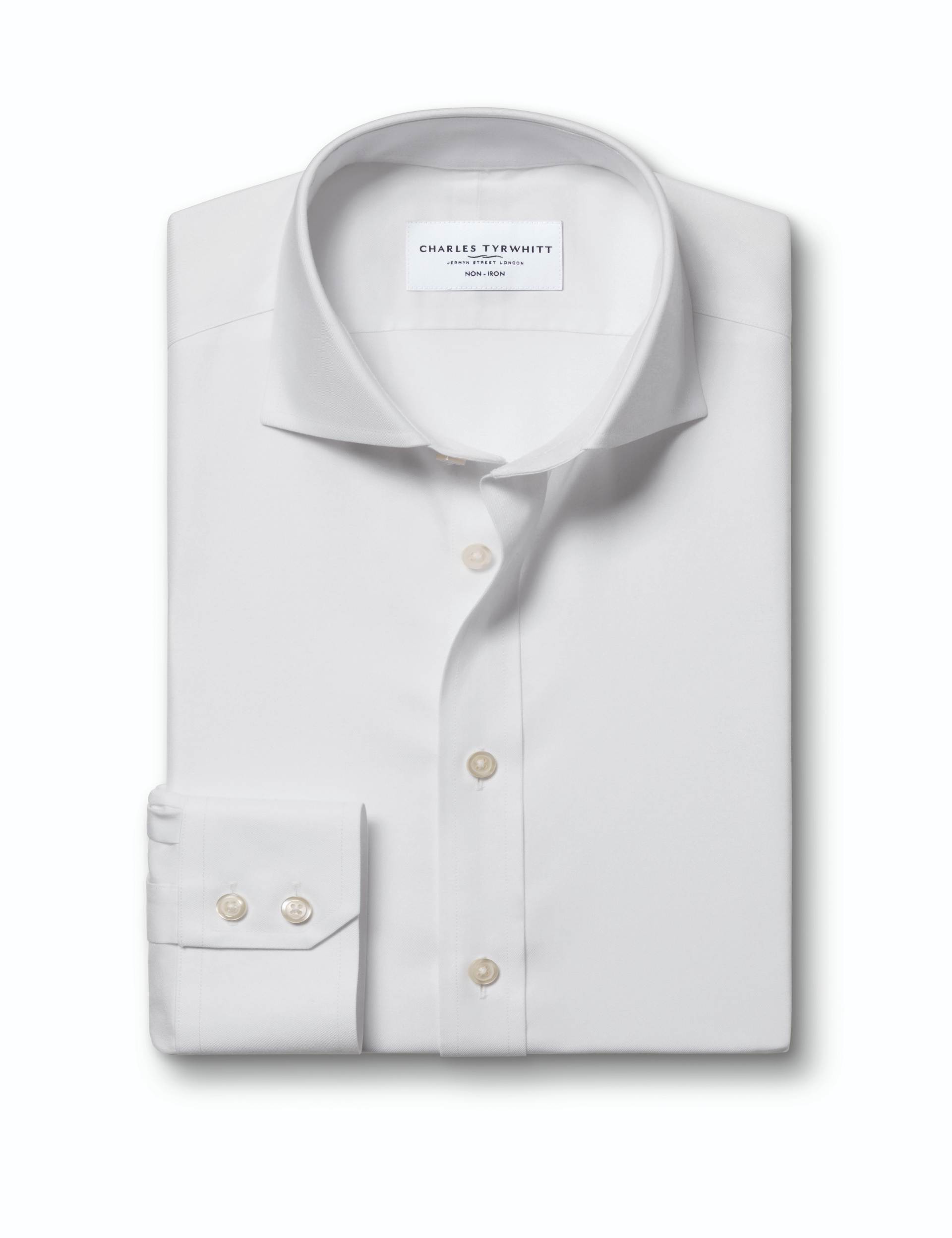 White non-iron twill cutaway slim fit shirt 6