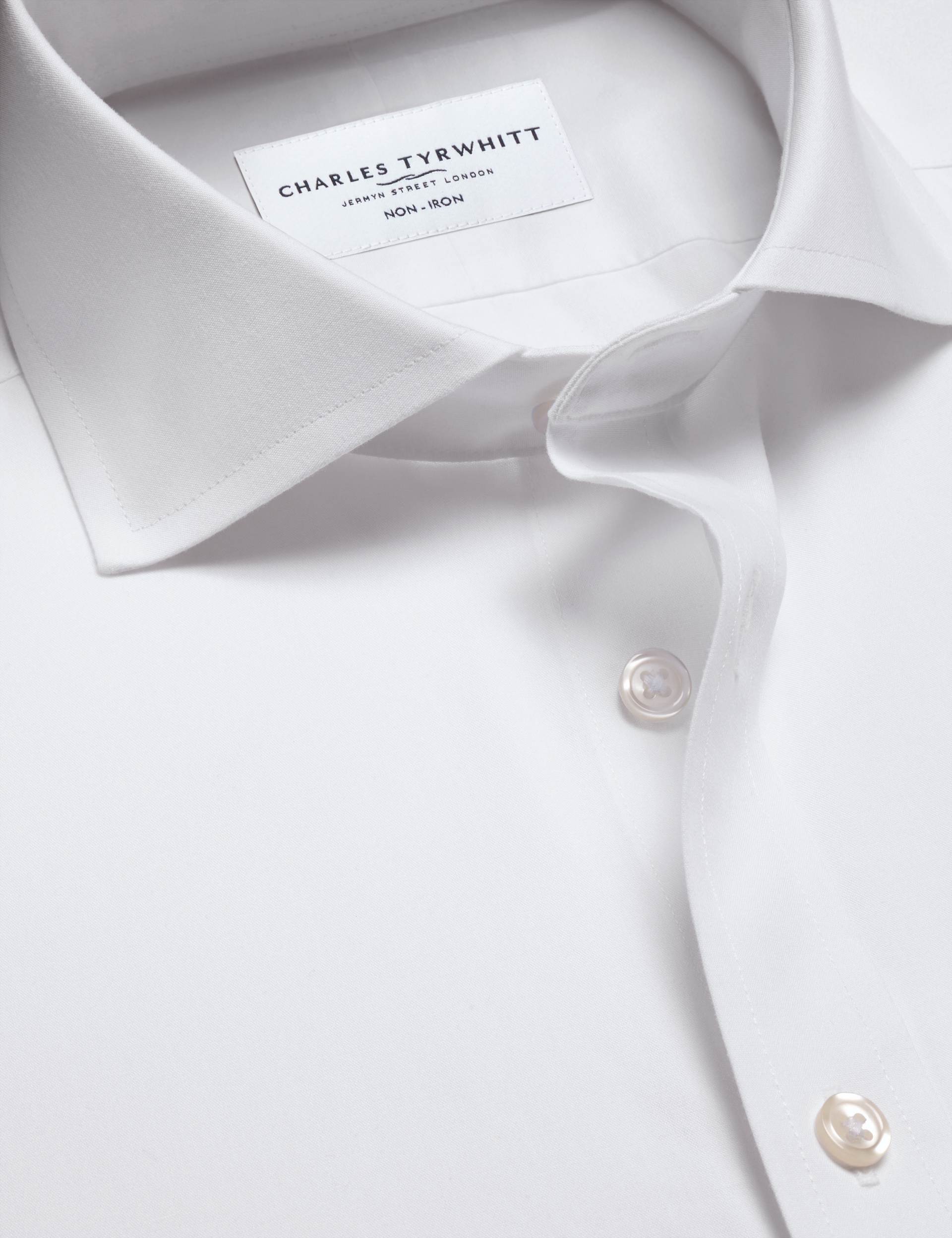White non-iron stretch poplin cutaway slim fit shirt 4