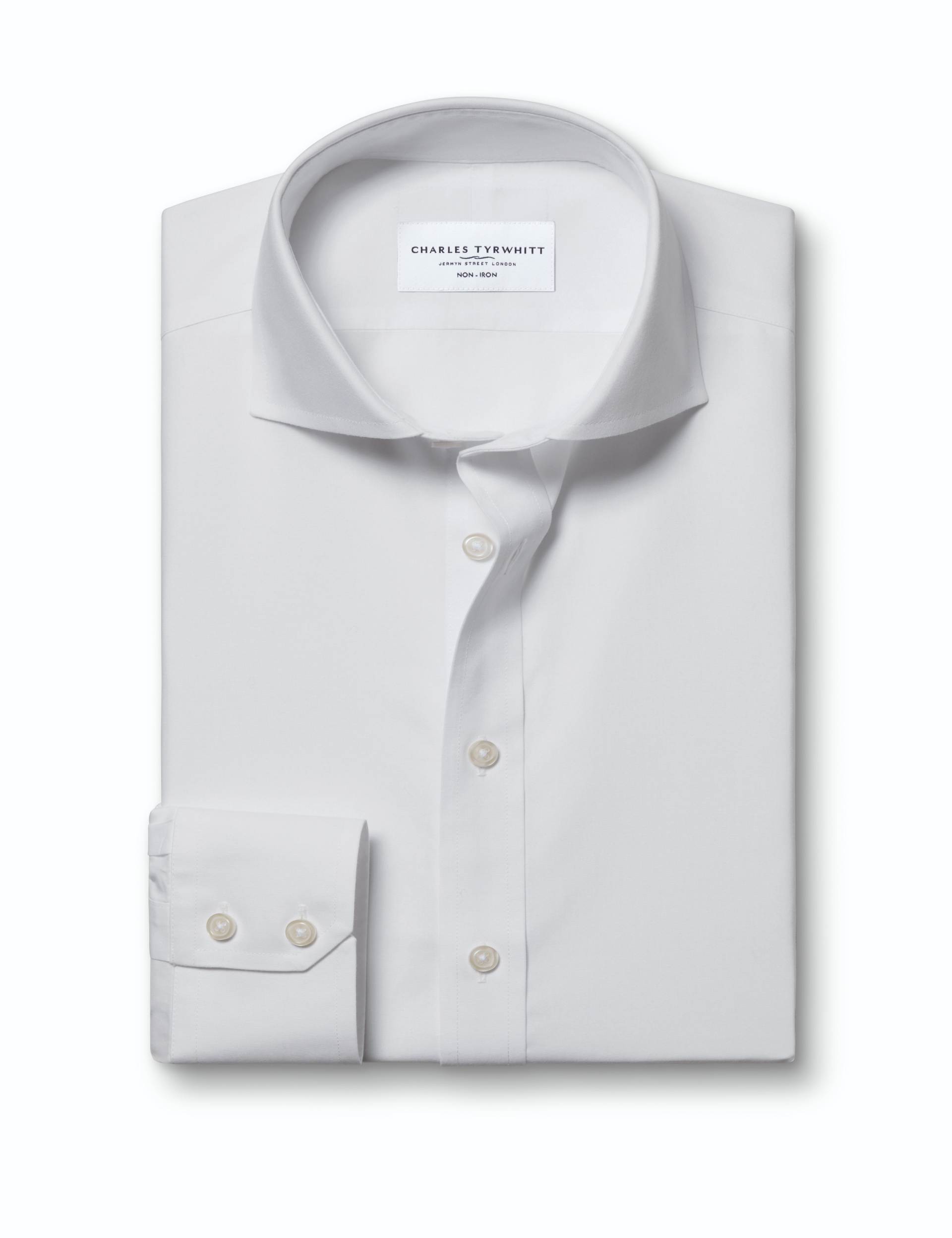 White non-iron stretch poplin cutaway slim fit shirt 5