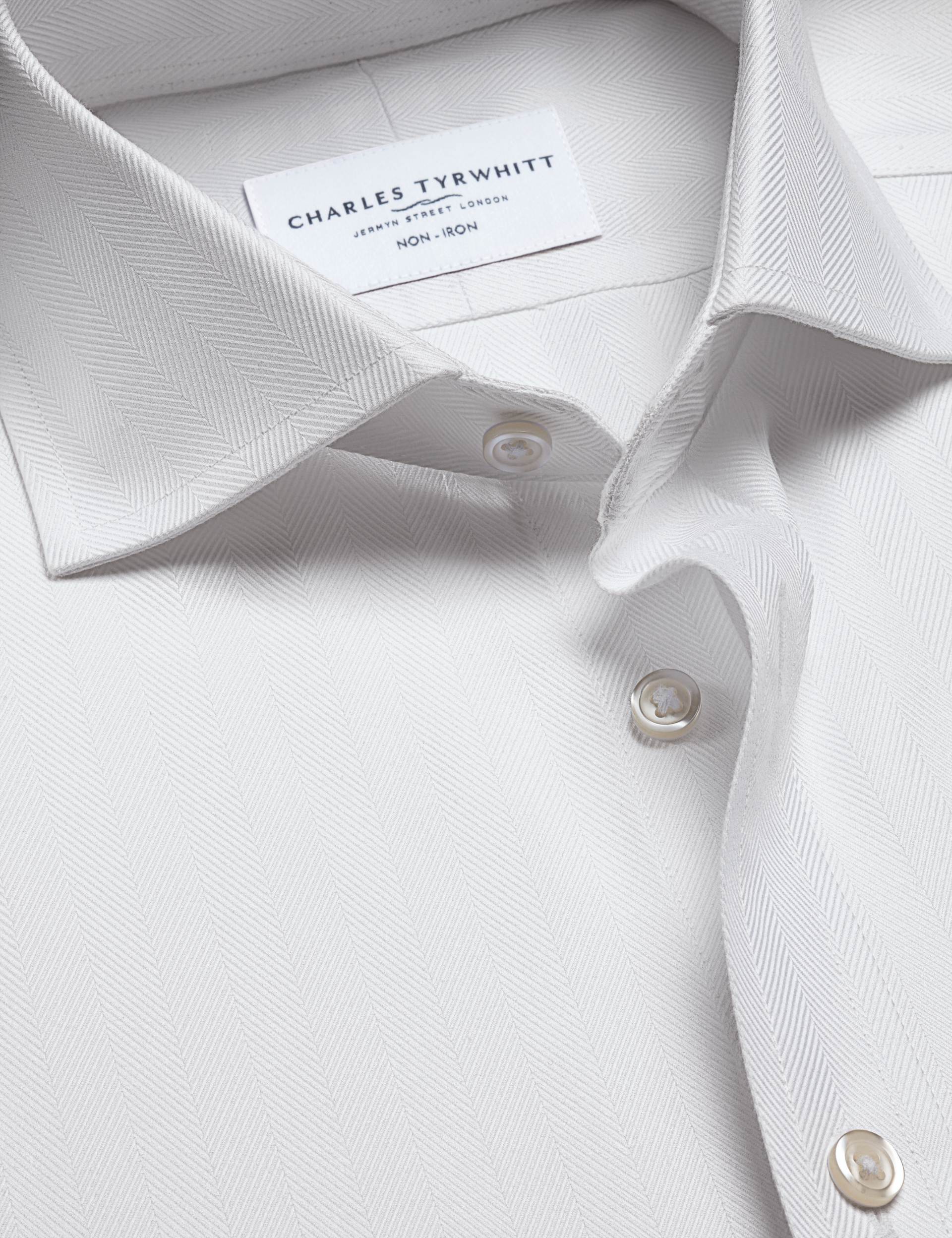 White non-iron herringbone cutaway slim fit shirt 5