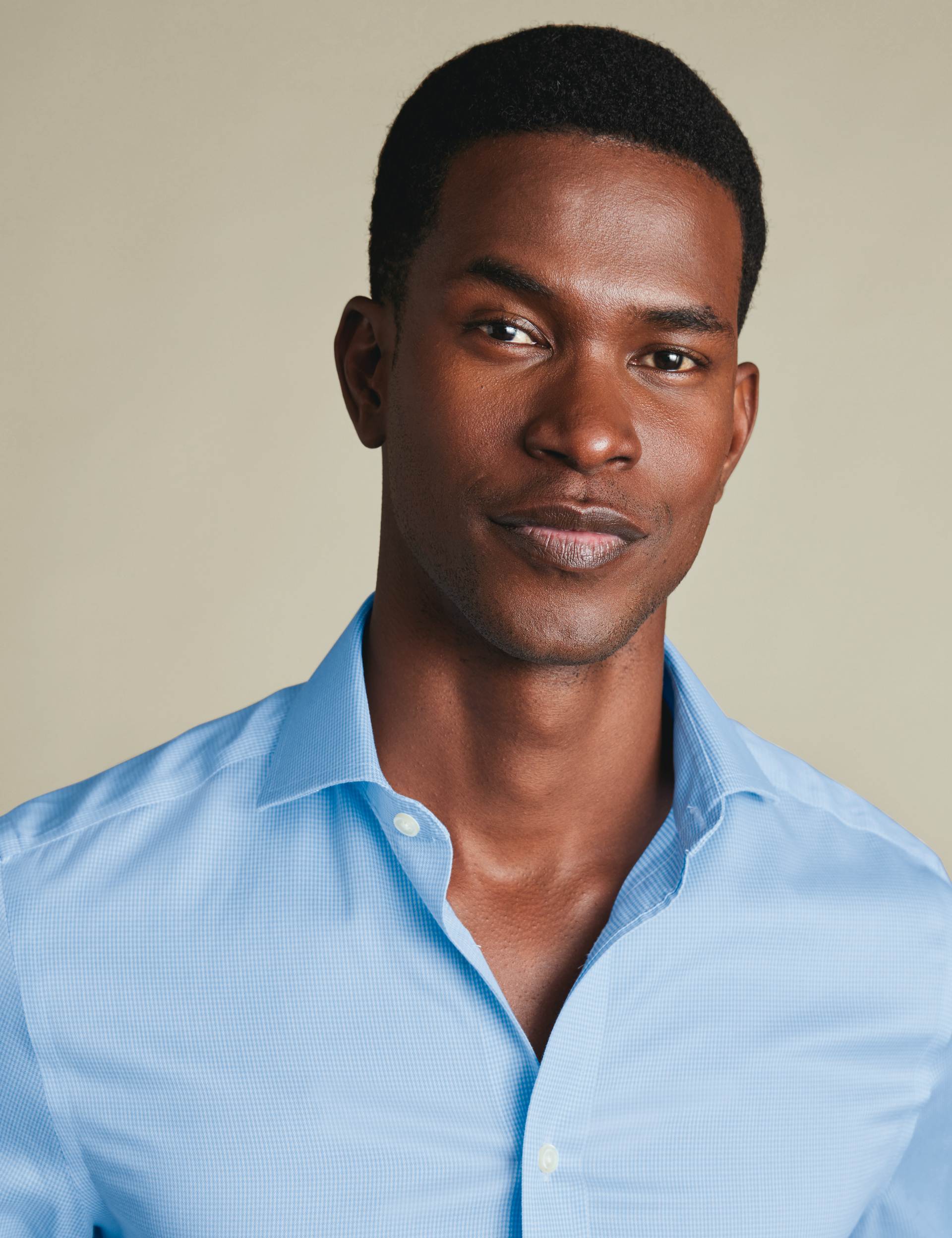 Sky blue puppytooth non-iron twill cutaway slim fit 2