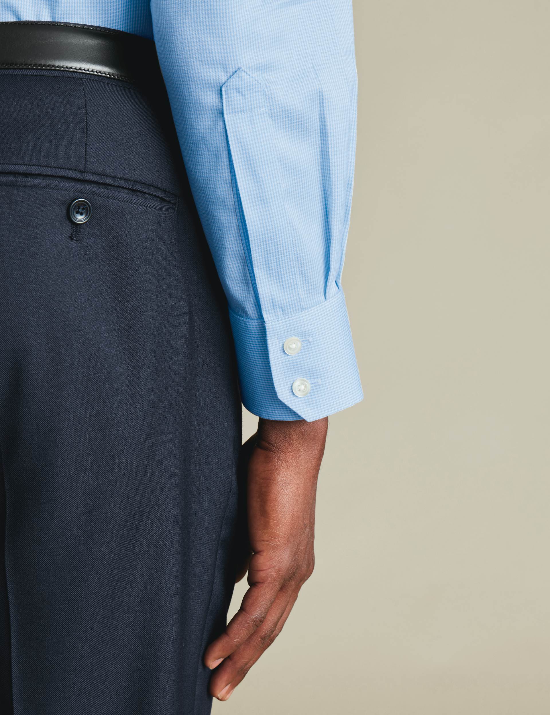 Sky blue puppytooth non-iron twill cutaway slim fit 3