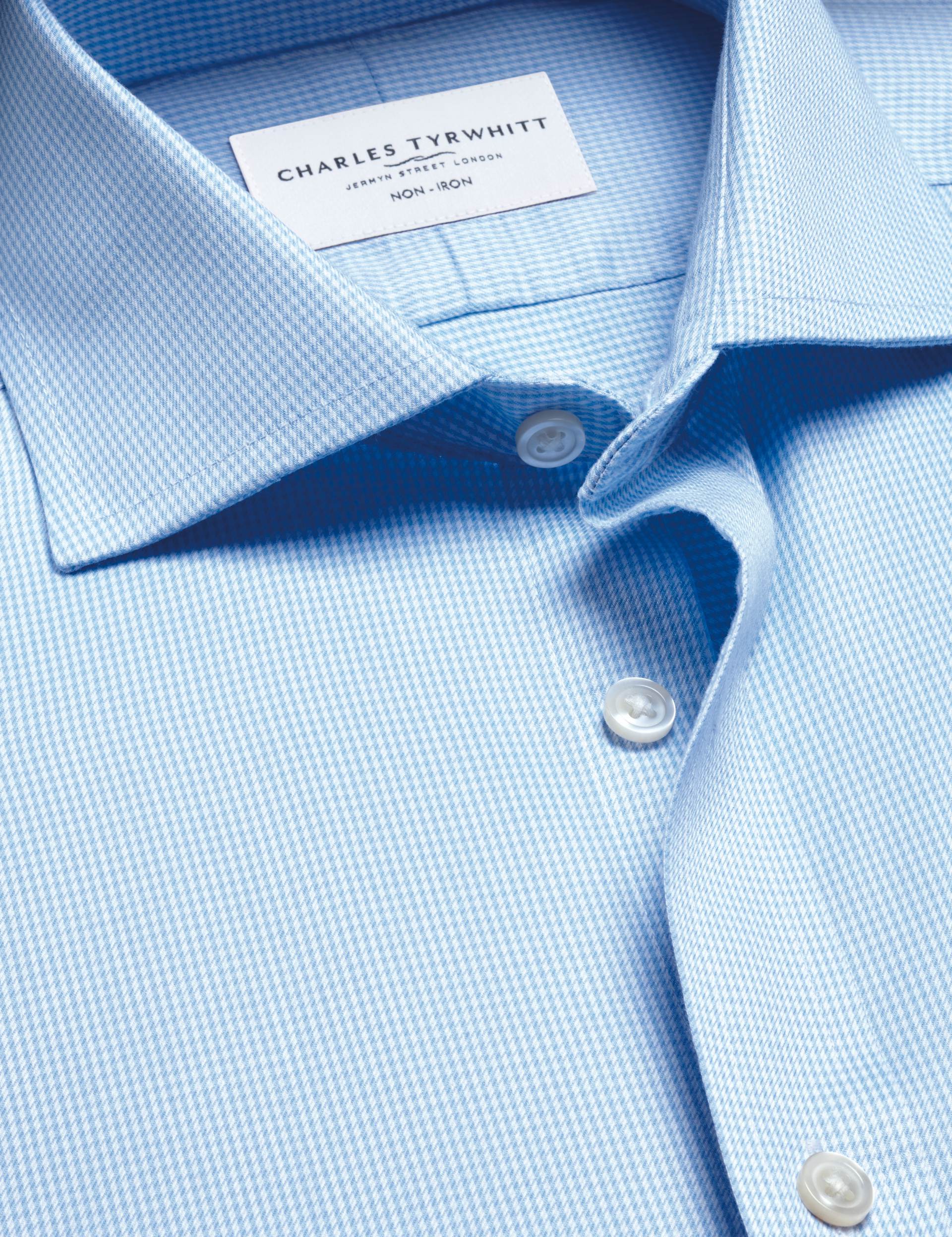 Sky blue puppytooth non-iron twill cutaway slim fit 4