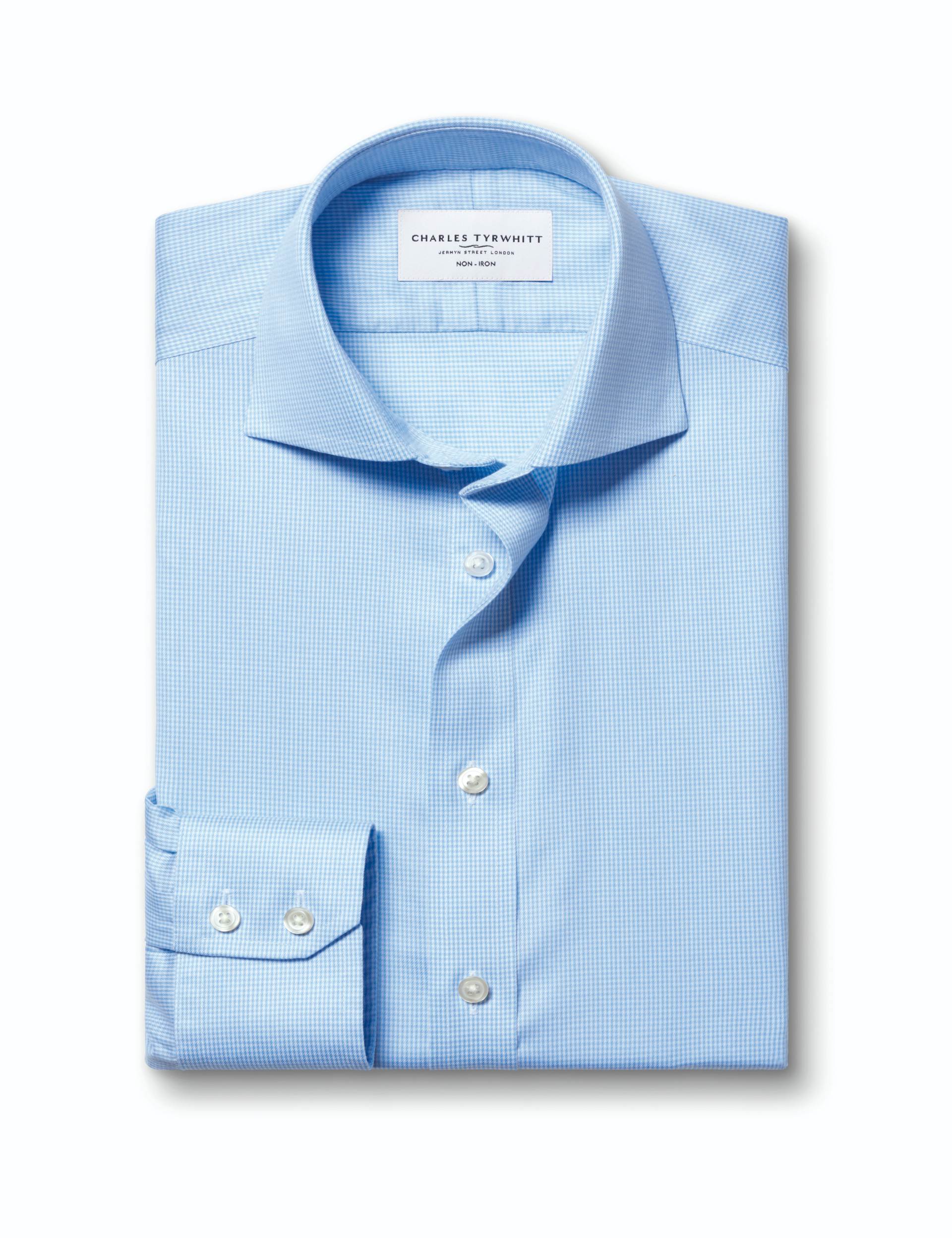 Sky blue puppytooth non-iron twill cutaway slim fit 5