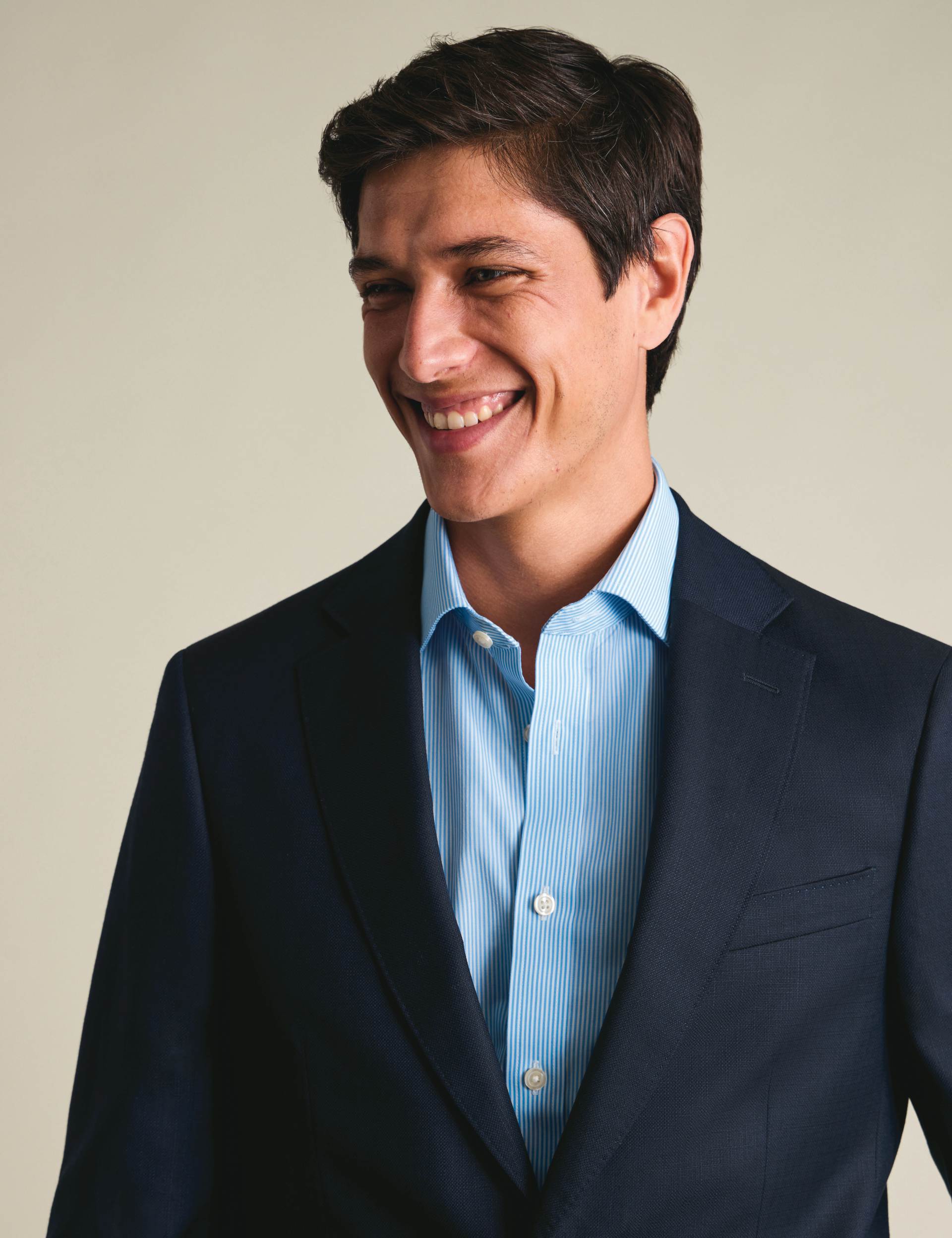 Cornflower blue Bengal stripe non-iron poplin cutaway slim fit shirt 3