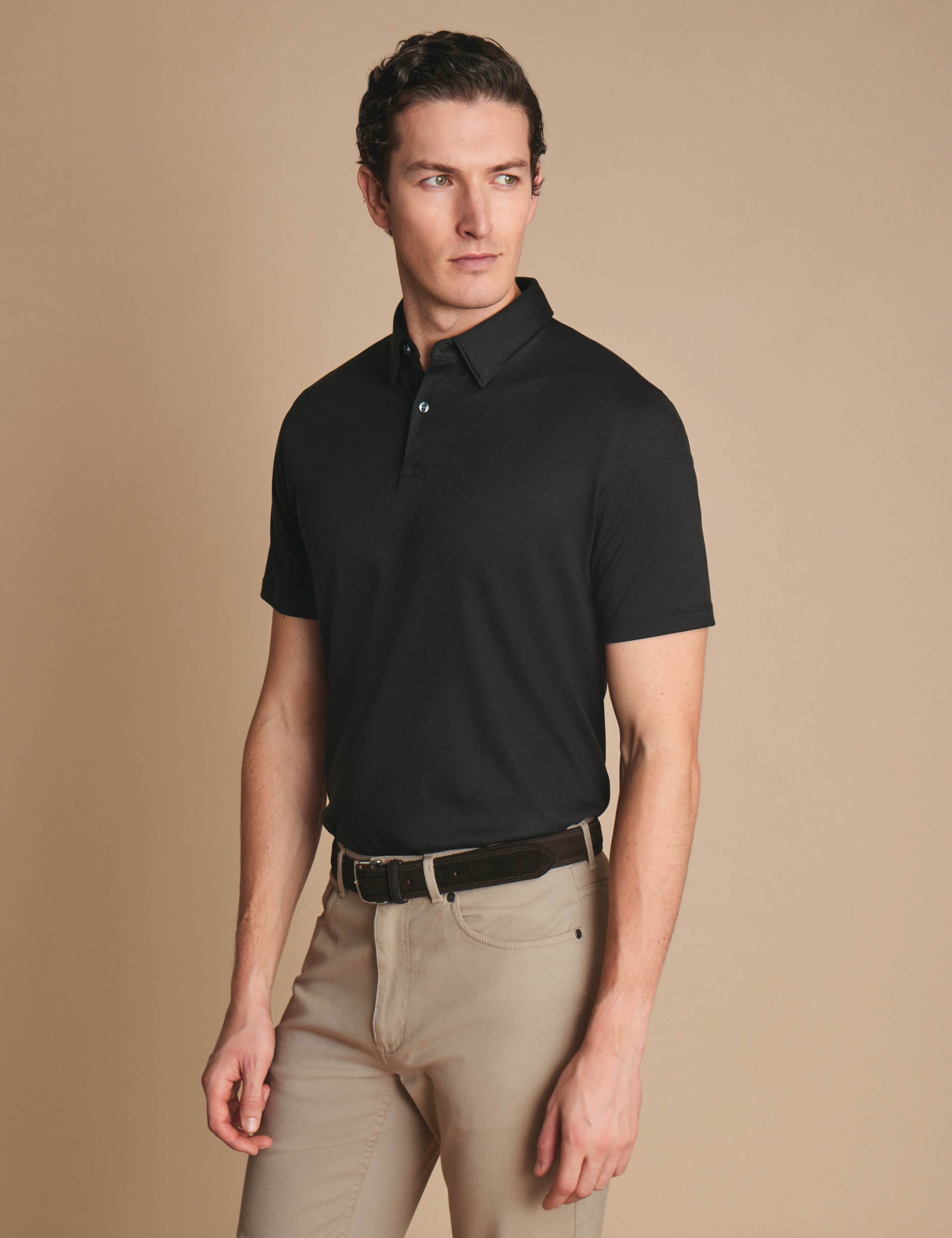 Black short sleeve cotton polo