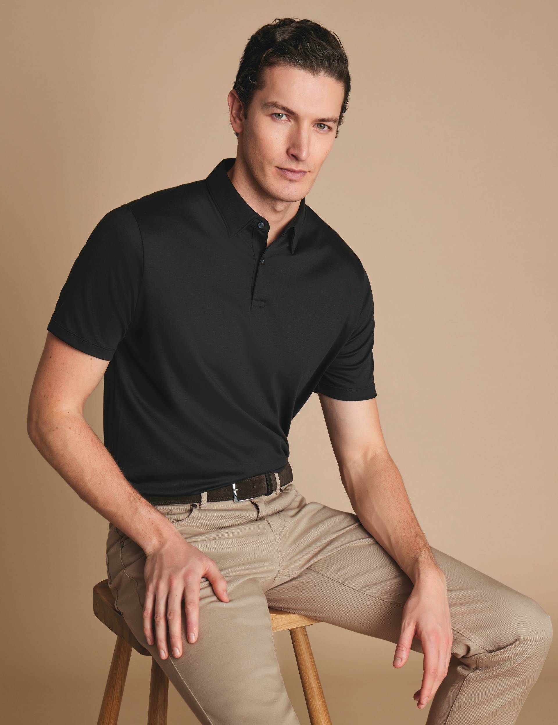 Black short sleeve cotton polo 2