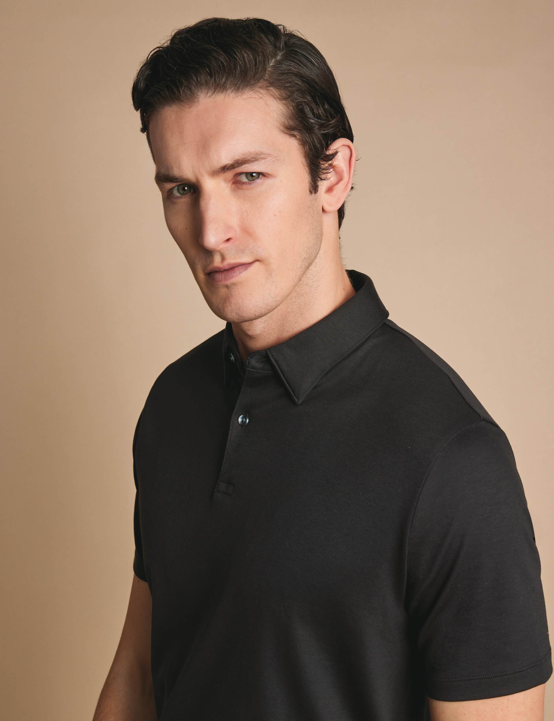 Black short sleeve cotton polo 3