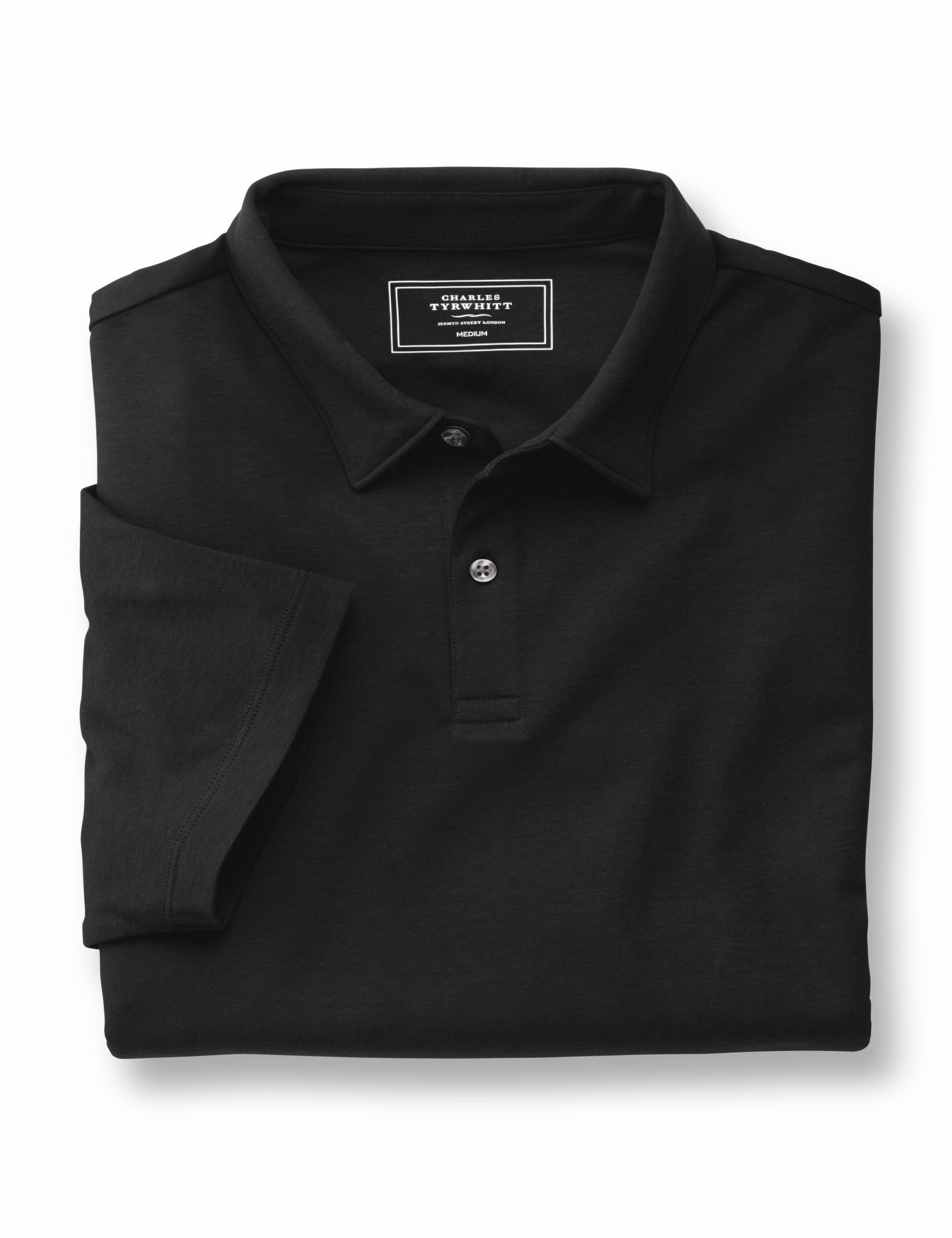 Black short sleeve cotton polo 5