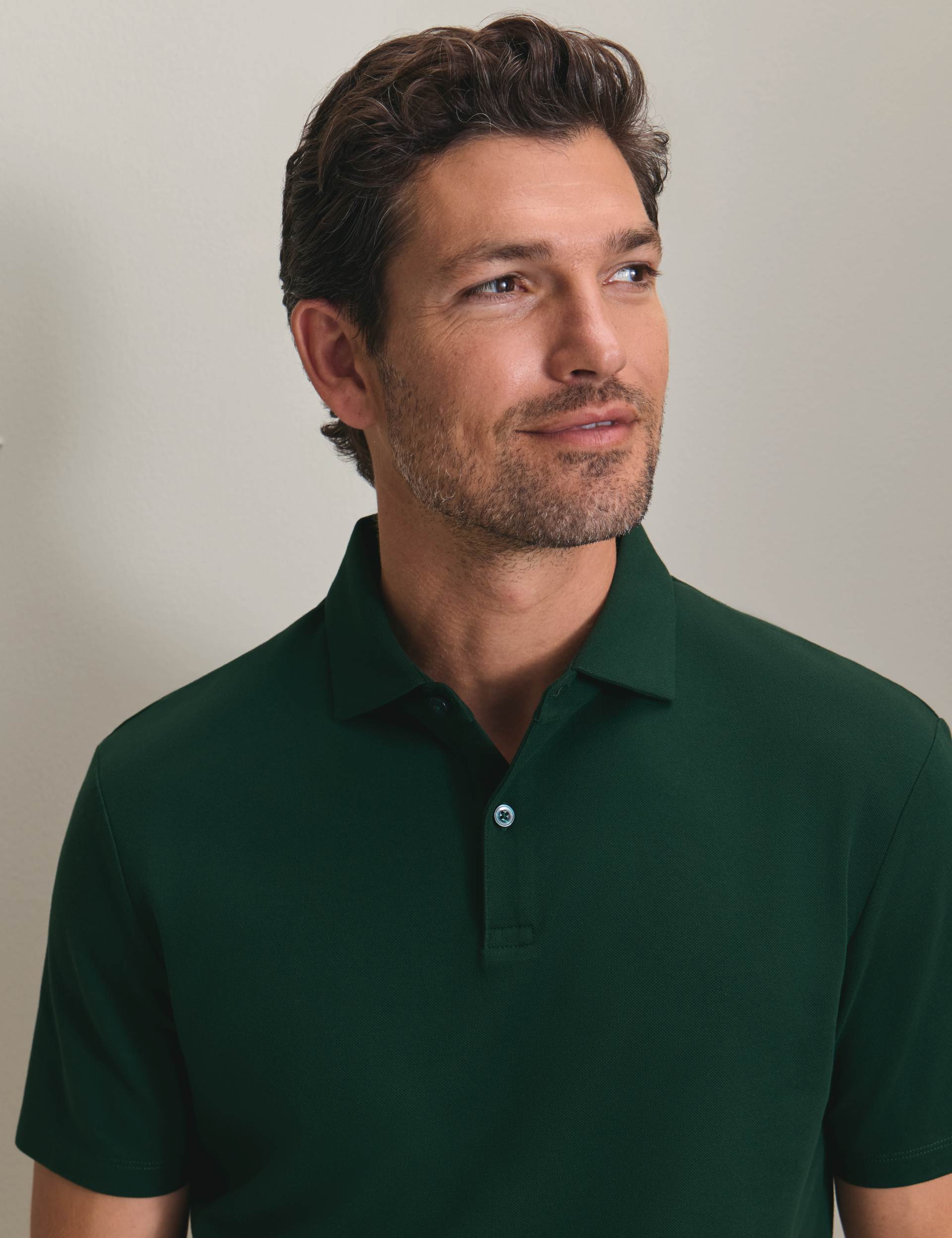 Dark green short sleeve cotton stretch smart pique polo 2