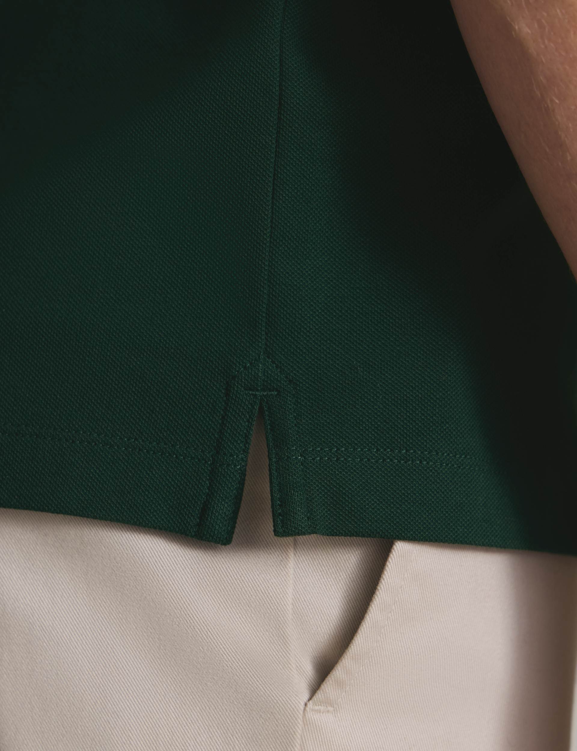 Dark green short sleeve cotton stretch smart pique polo 3