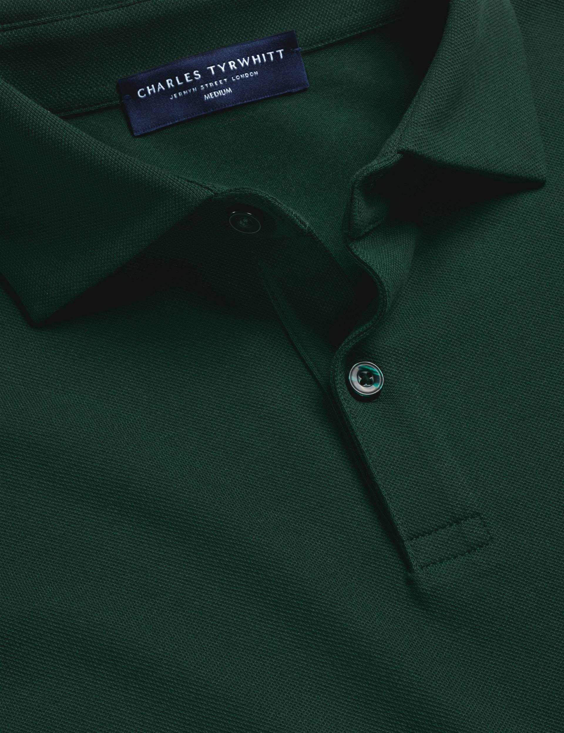 Dark green short sleeve cotton stretch smart pique polo 4