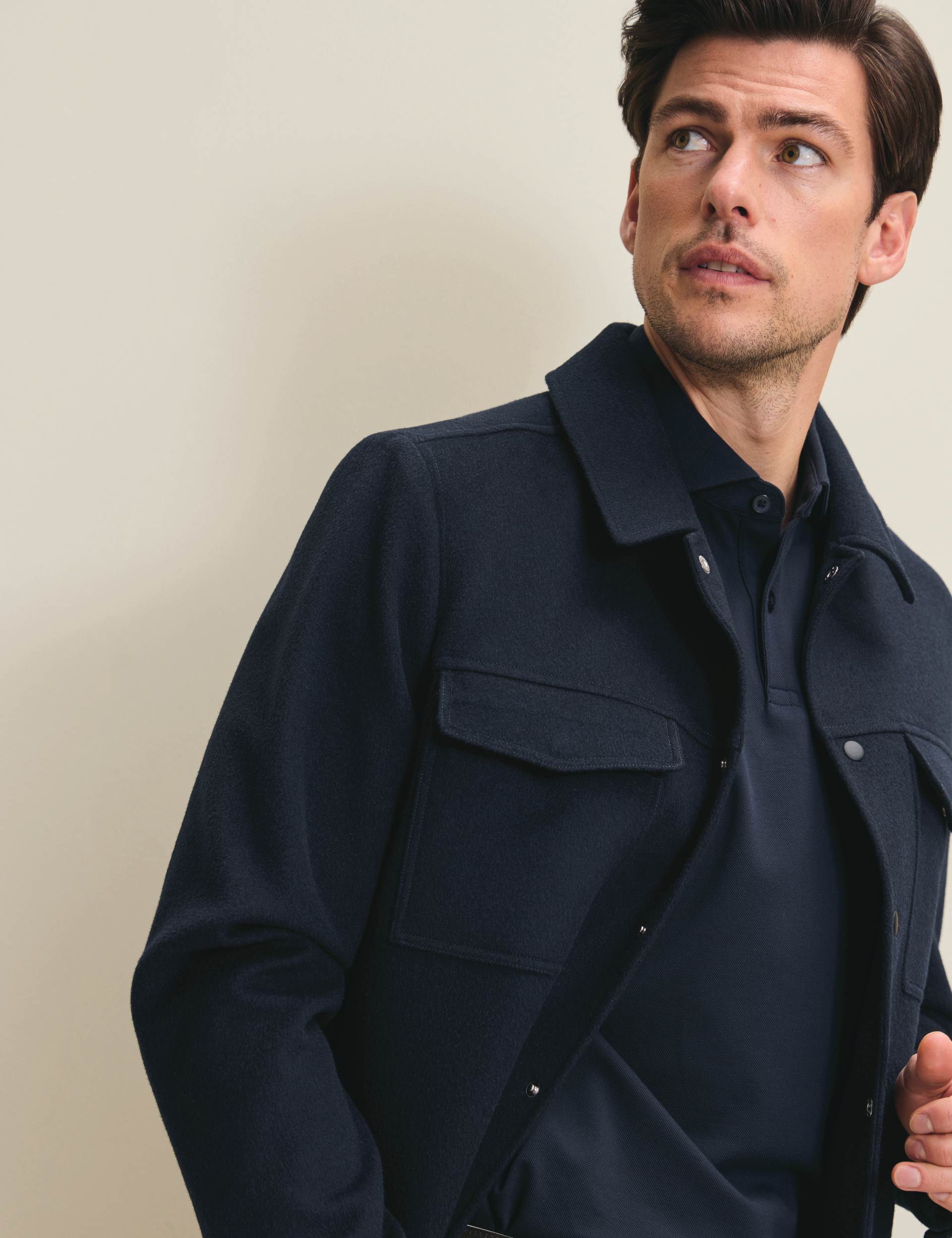 Navy blue short sleeve cotton stretch smart pique polo 8