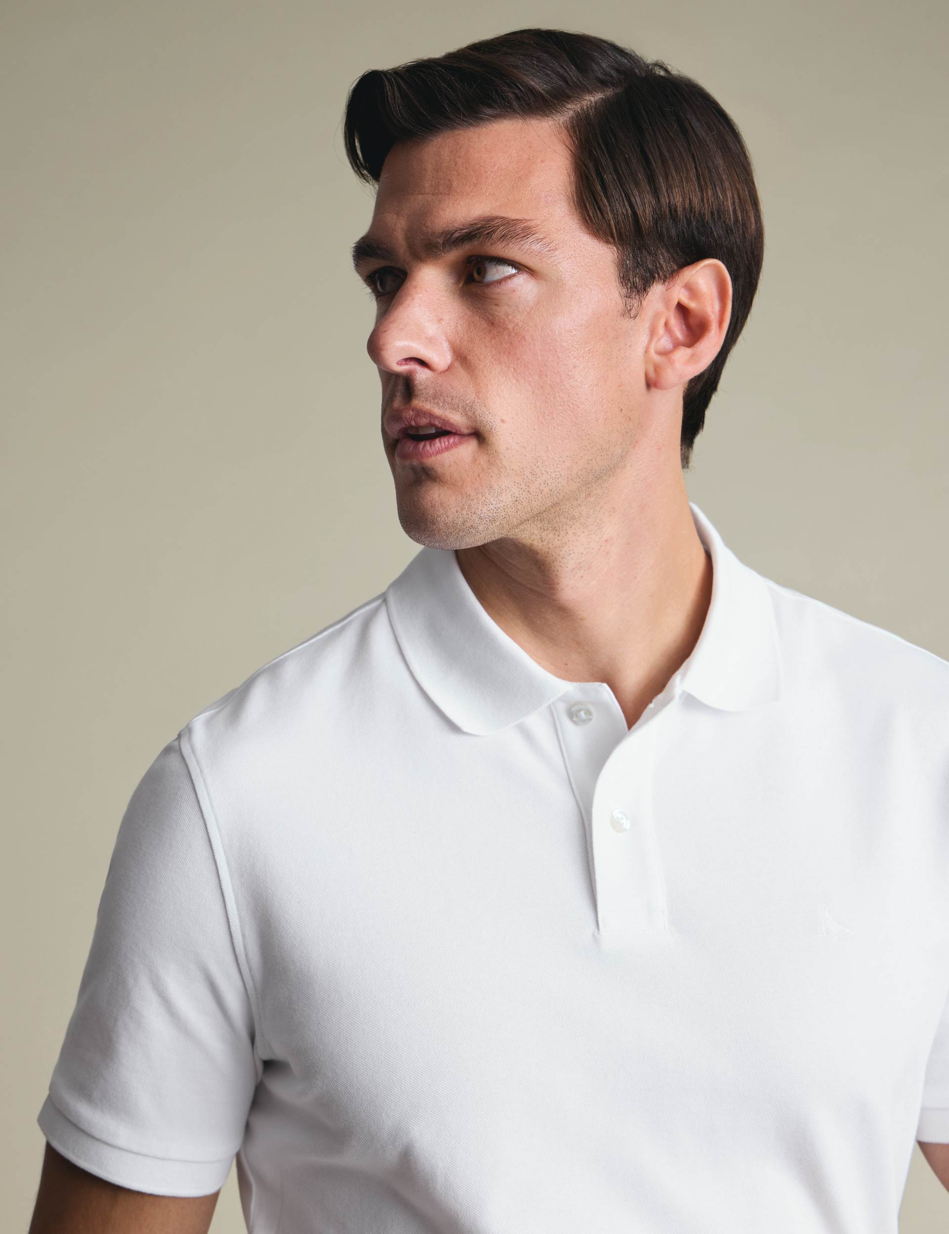 White solid short sleeve cotton stretch pique polo 2