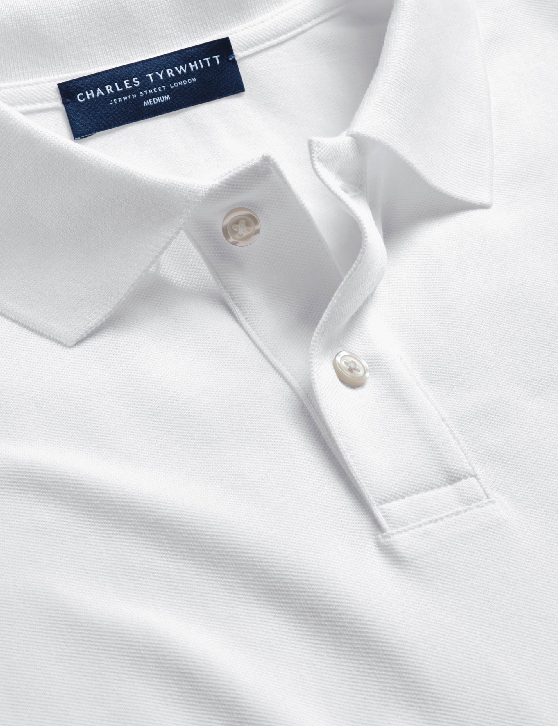 White solid short sleeve cotton stretch pique polo 3