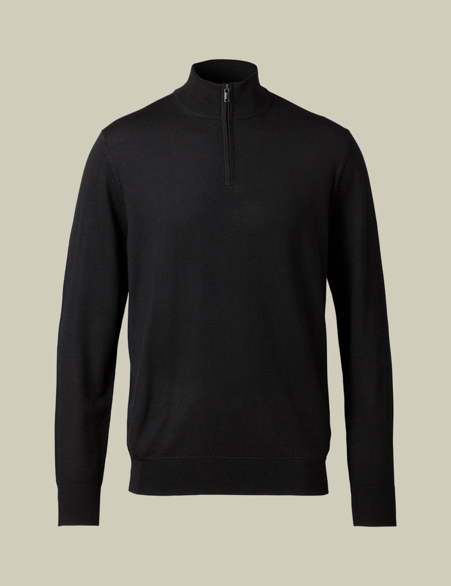Black pure merino zip neck jumper 4