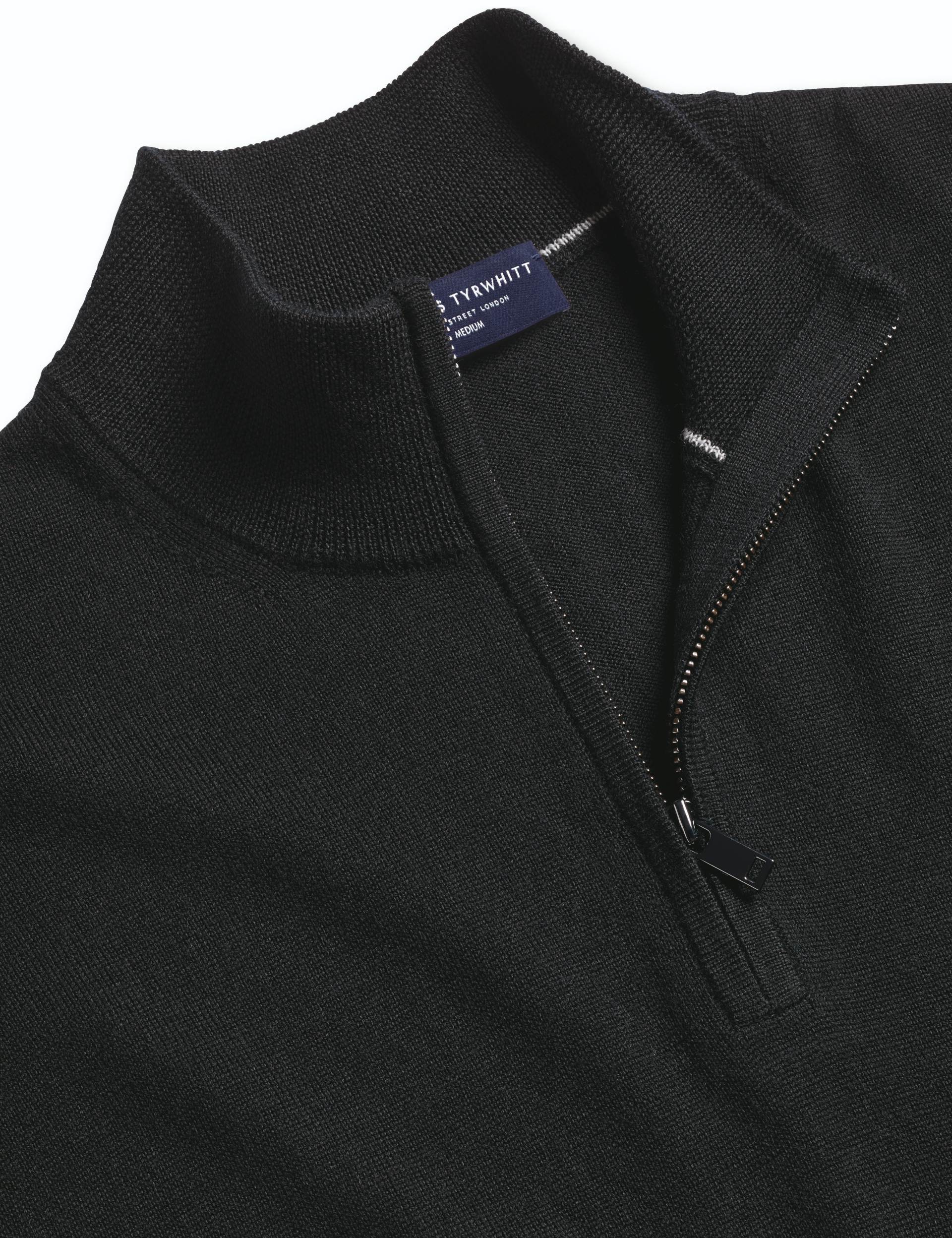 Black pure merino zip neck jumper 5