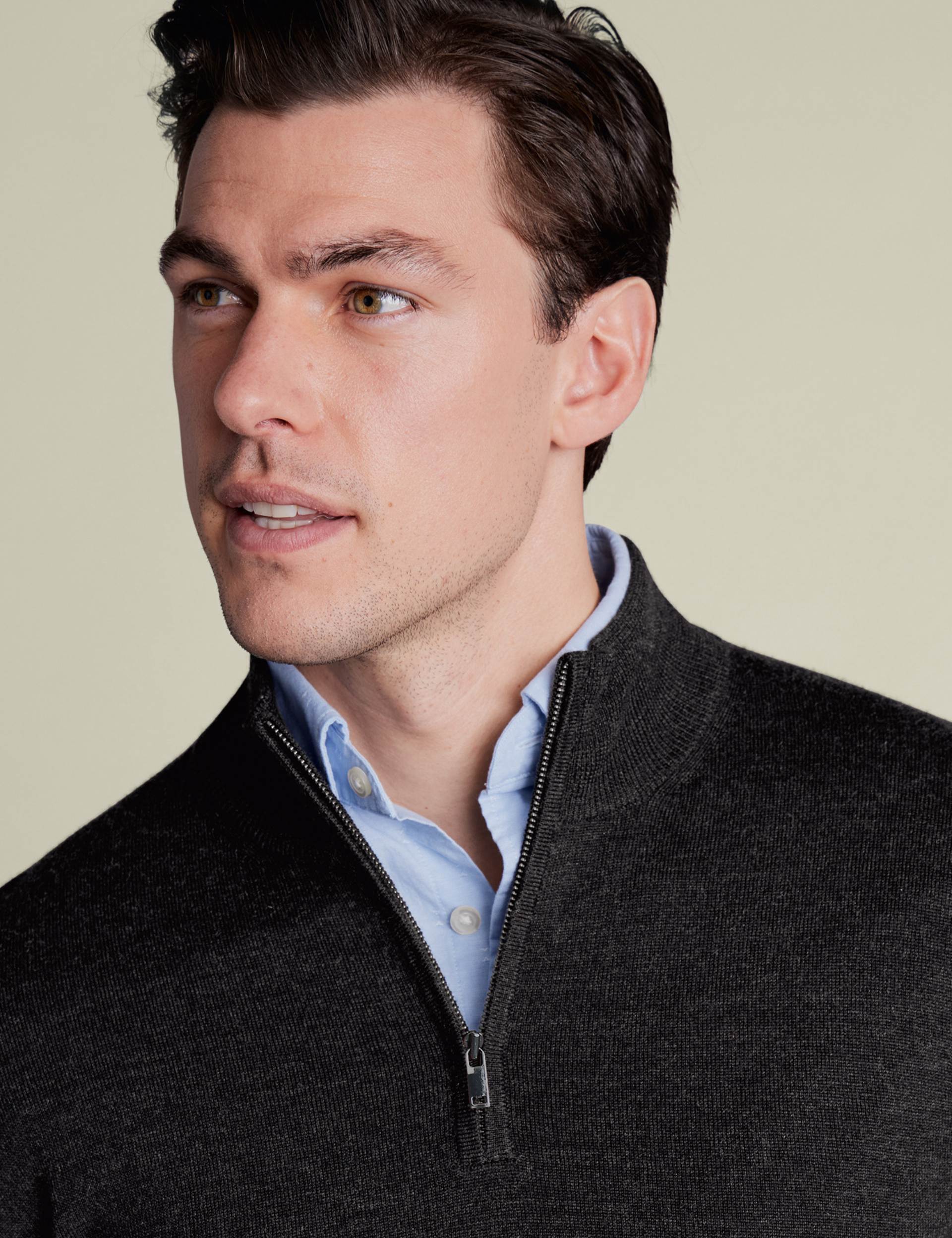 Charcoal grey pure merino zip neck jumper 2