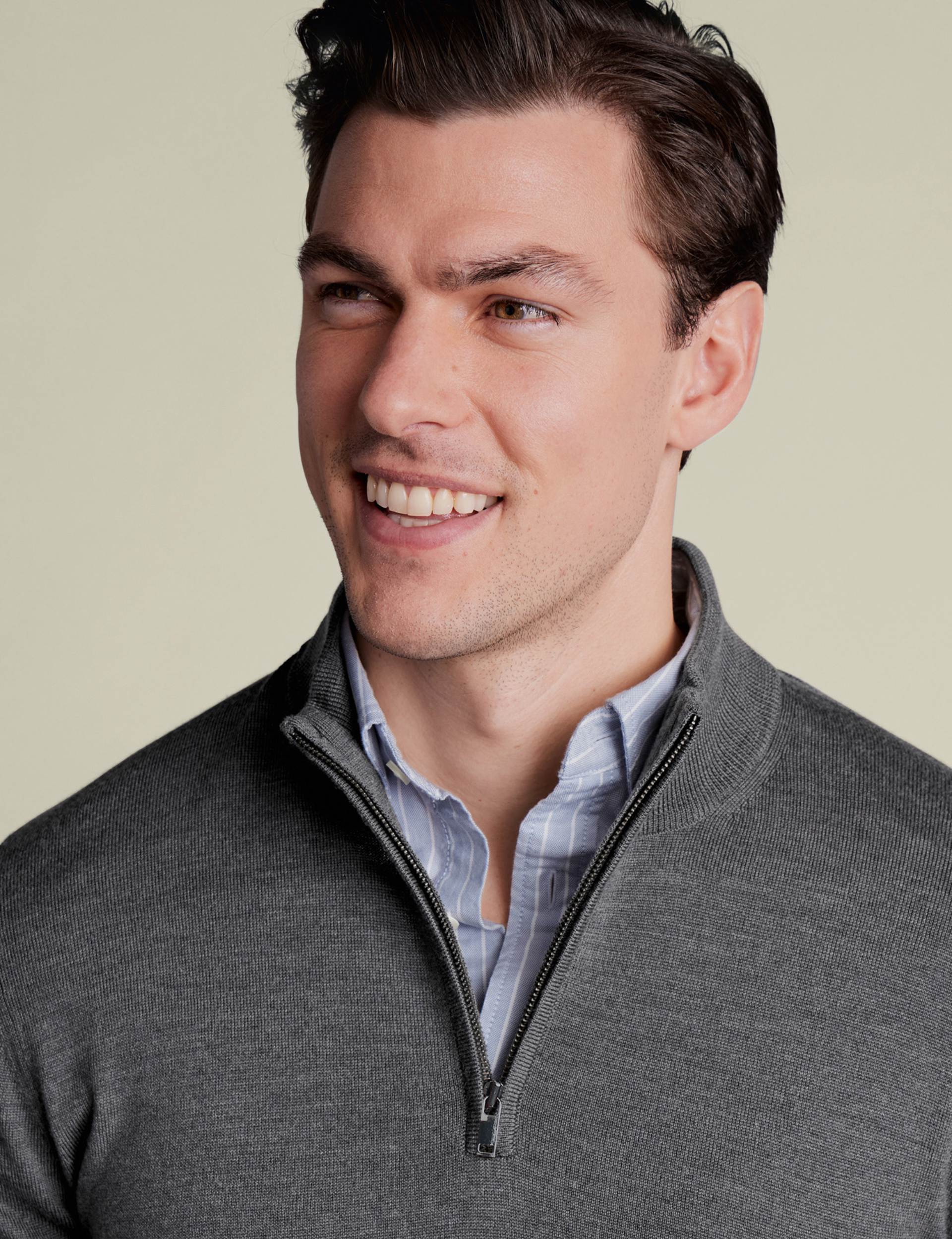 Grey pure merino zip neck jumper 3