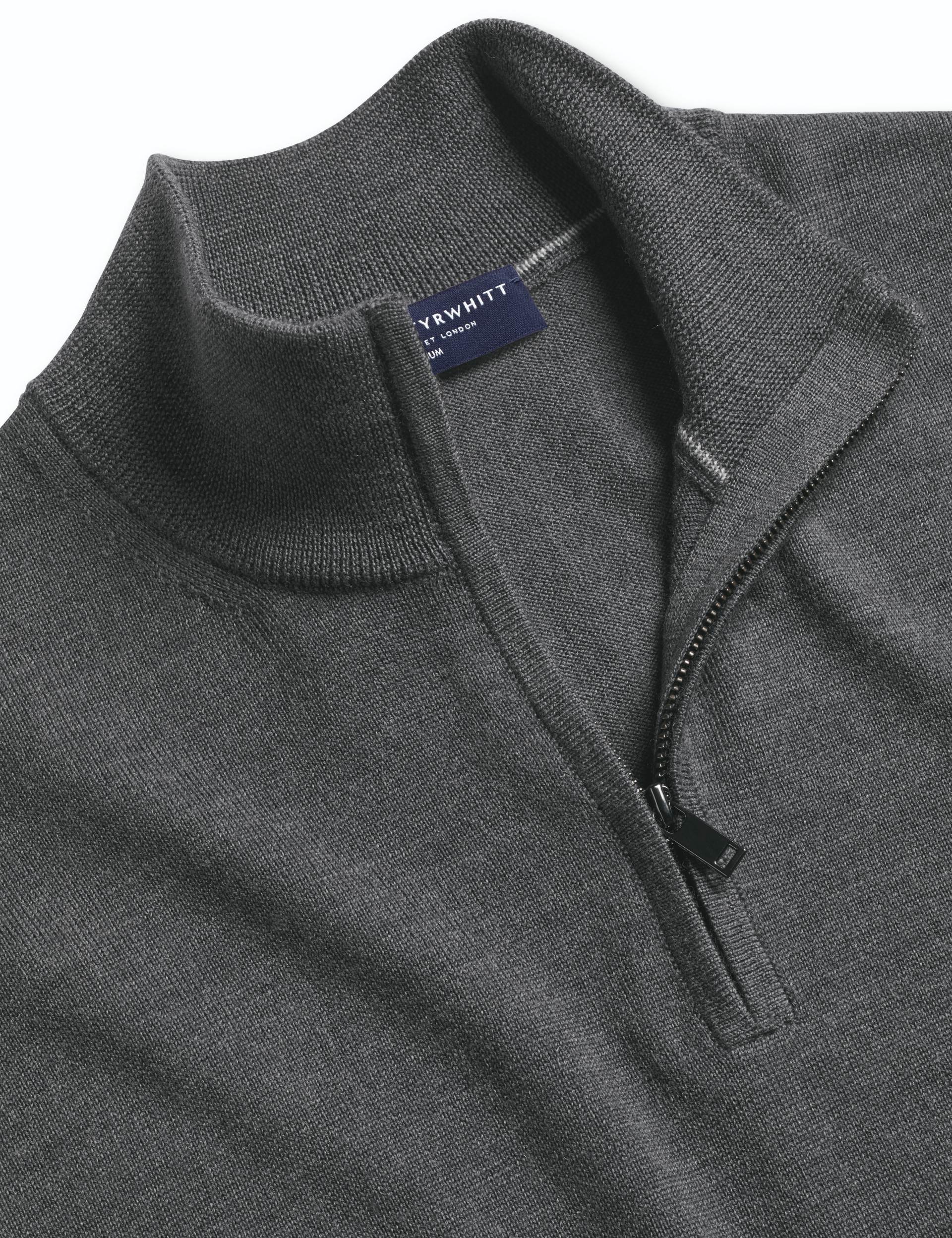 Grey pure merino zip neck jumper 5