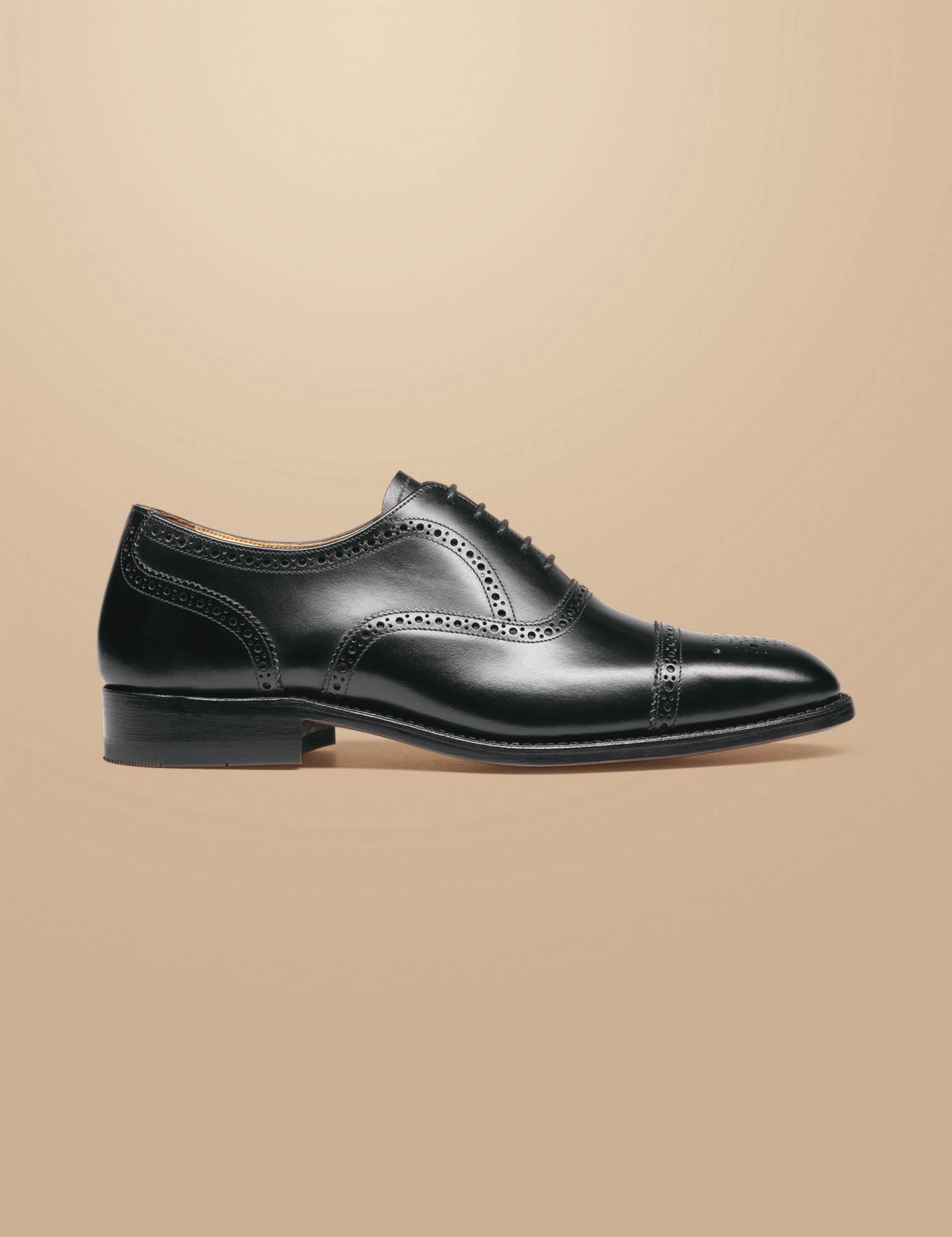Black leather Oxford brogue shoe 1