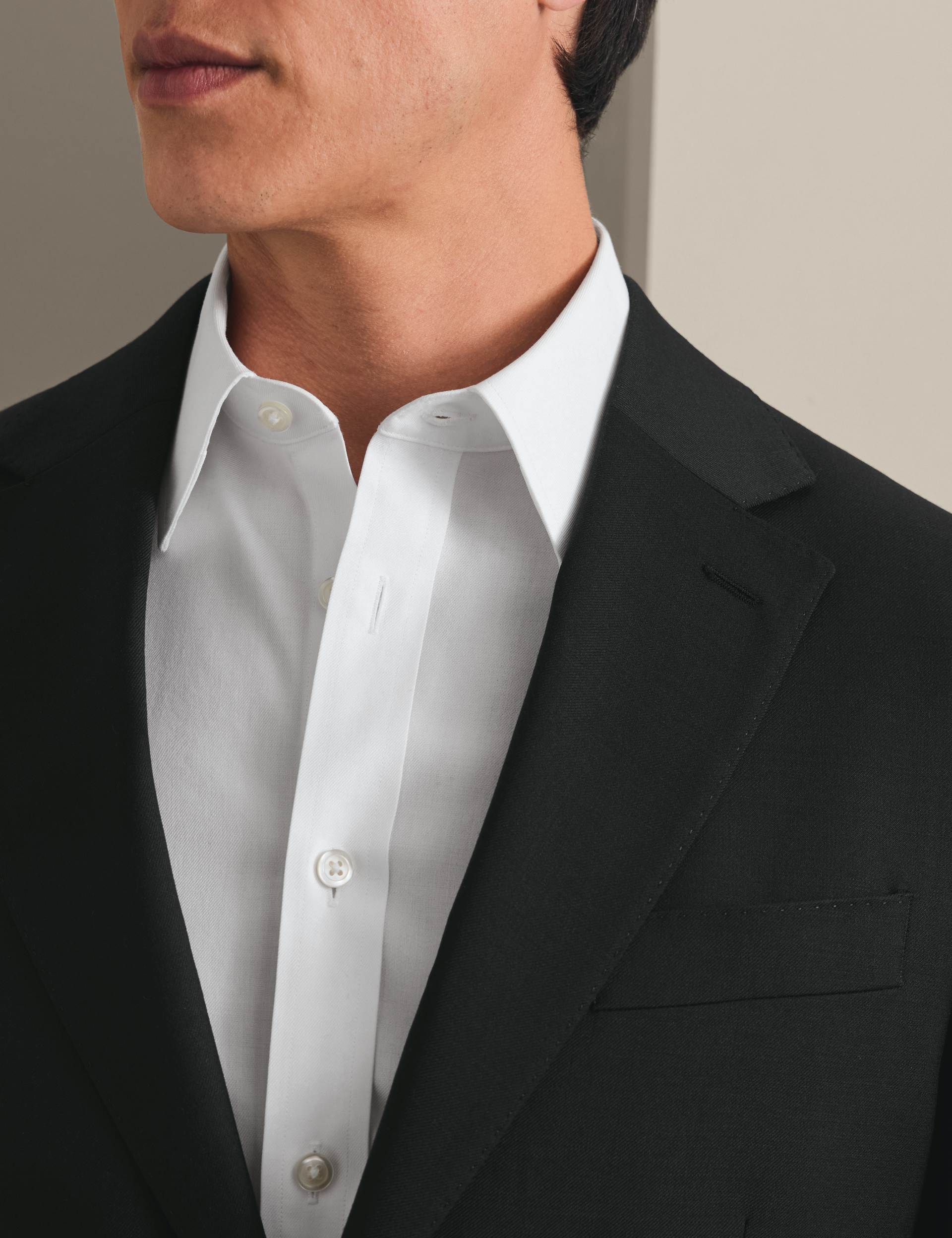 Black slim fit twill natural stretch suit jacket 3