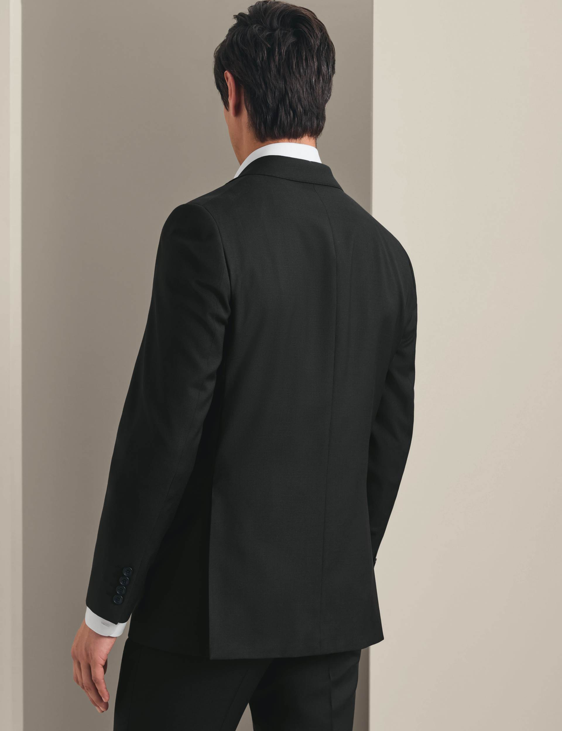 Black slim fit twill natural stretch suit jacket 4