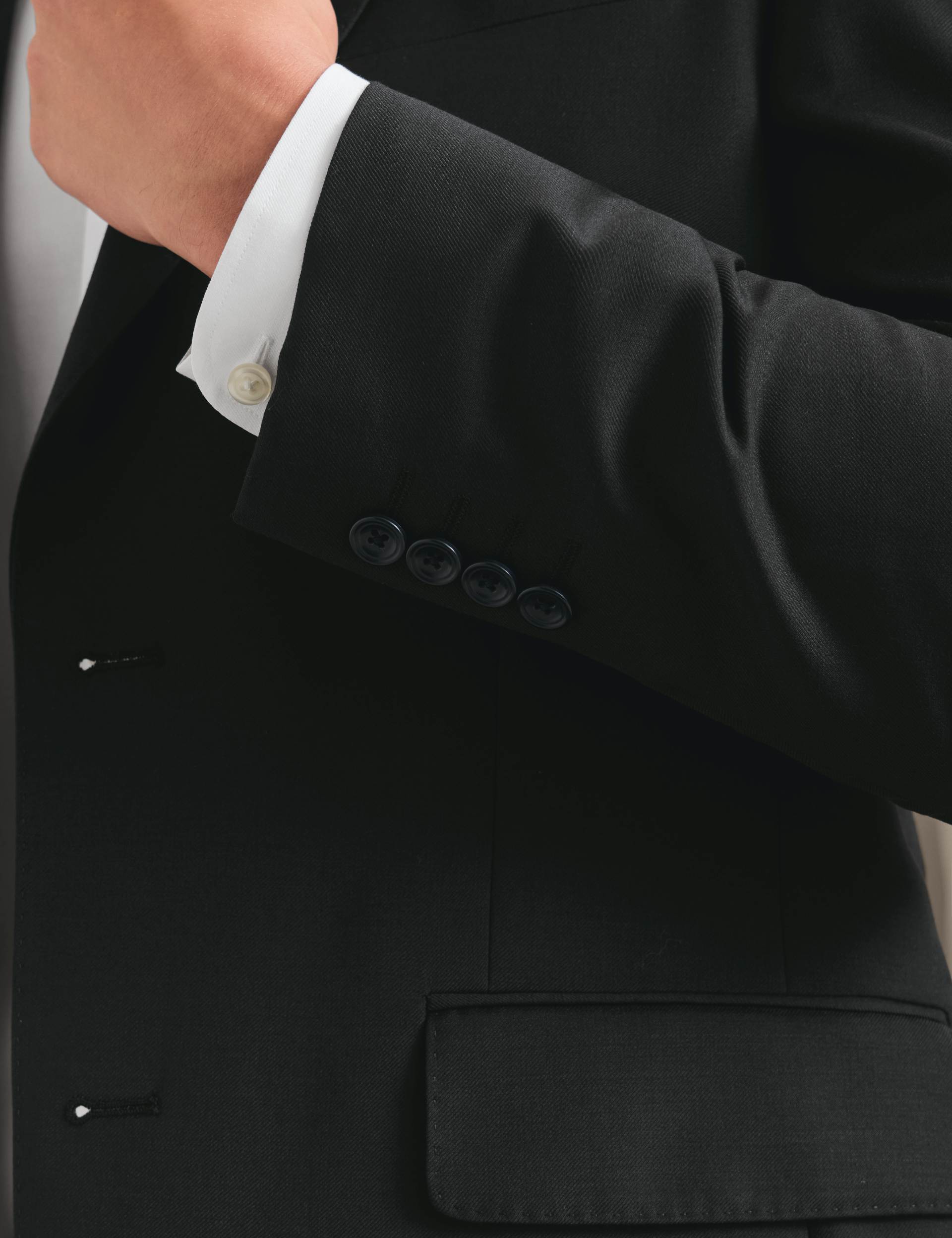 Black slim fit twill natural stretch suit jacket 5