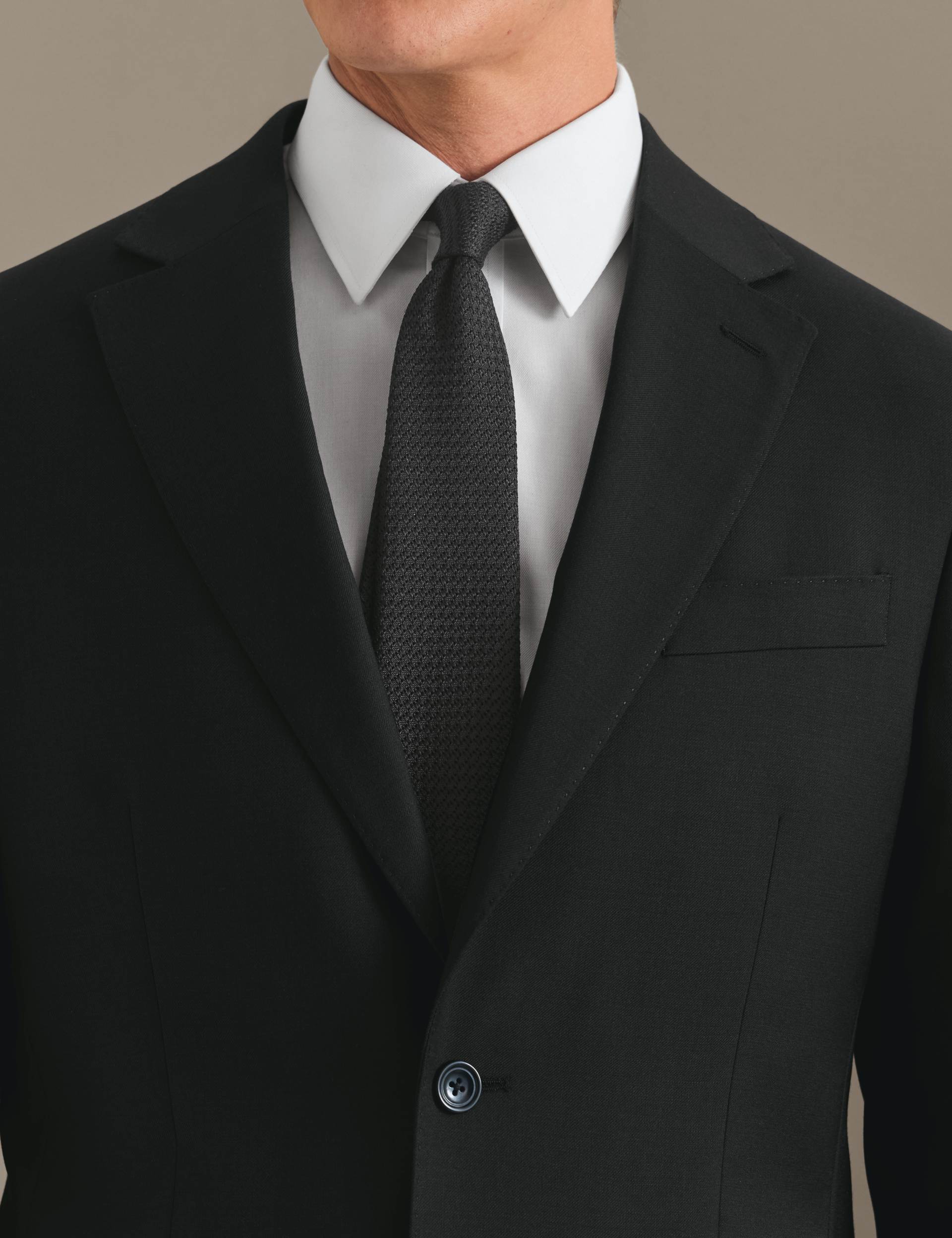 Black slim fit twill natural stretch suit jacket 6