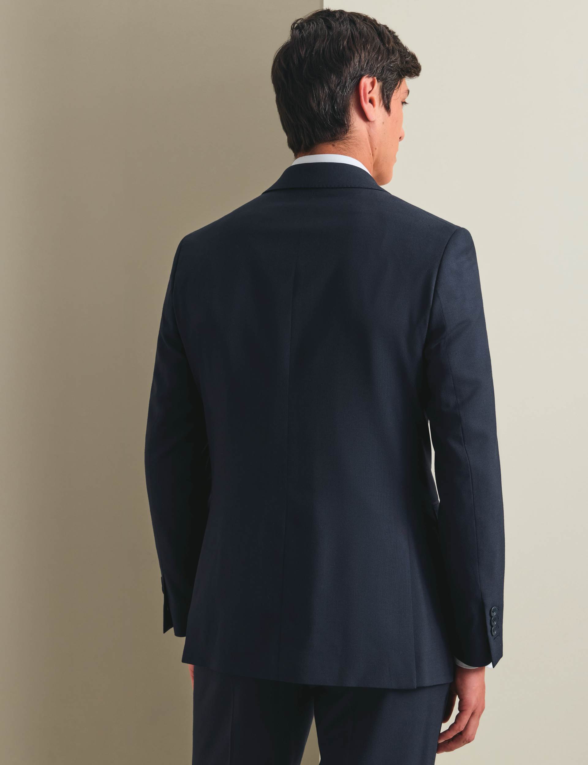 Navy slim fit natural stretch twill suit jacket 4