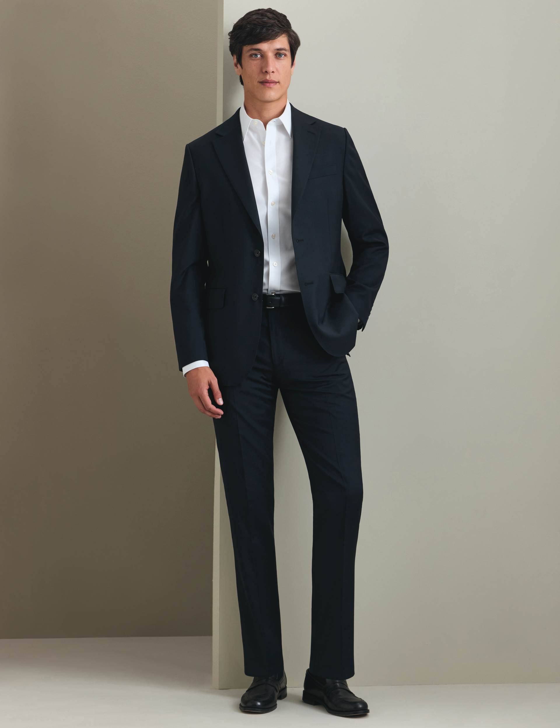 Black slim fit natural stretch twill suit trouser 3