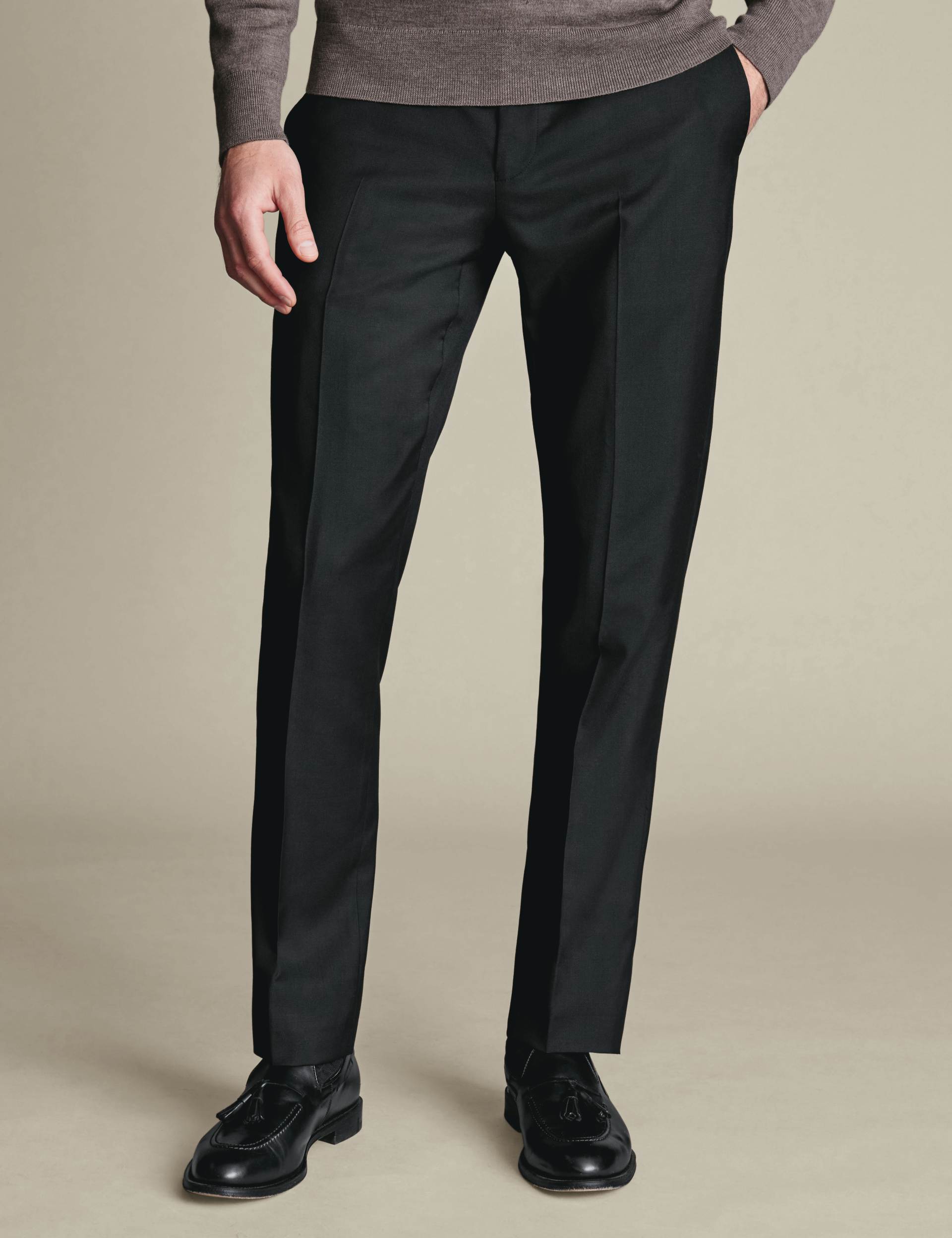 Black slim fit natural stretch twill suit trouser 7