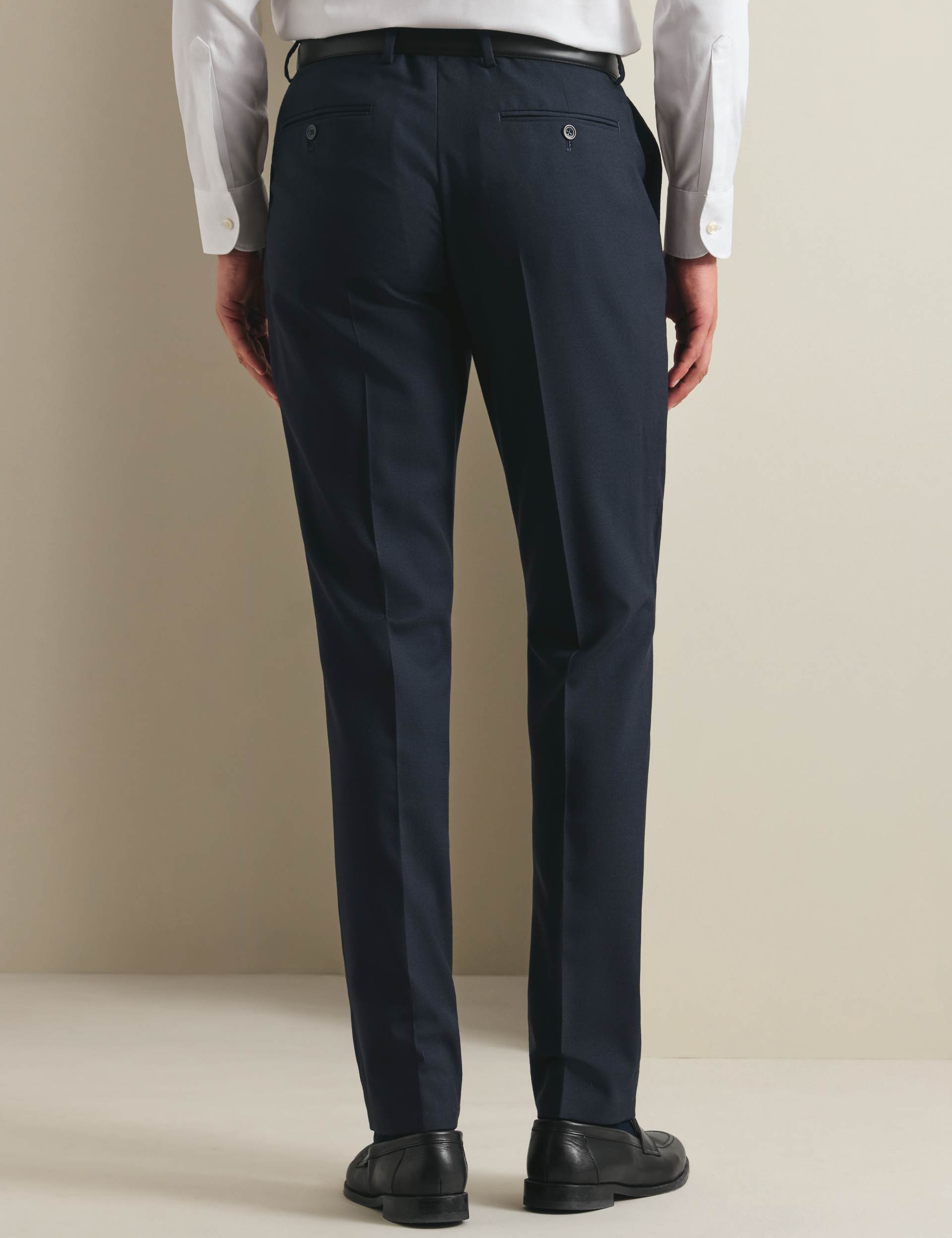 Navy slim fit natural stretch twill suit trouser 2