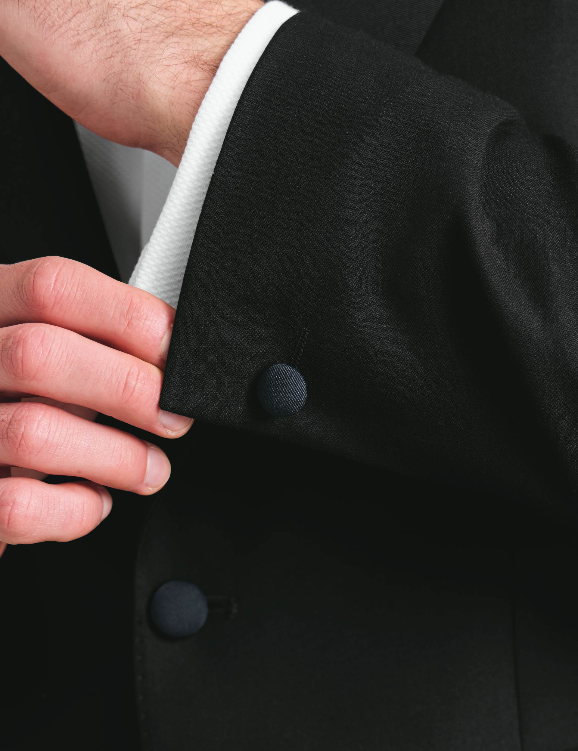 Black slim fit peak lapel dinner suit jacket 3