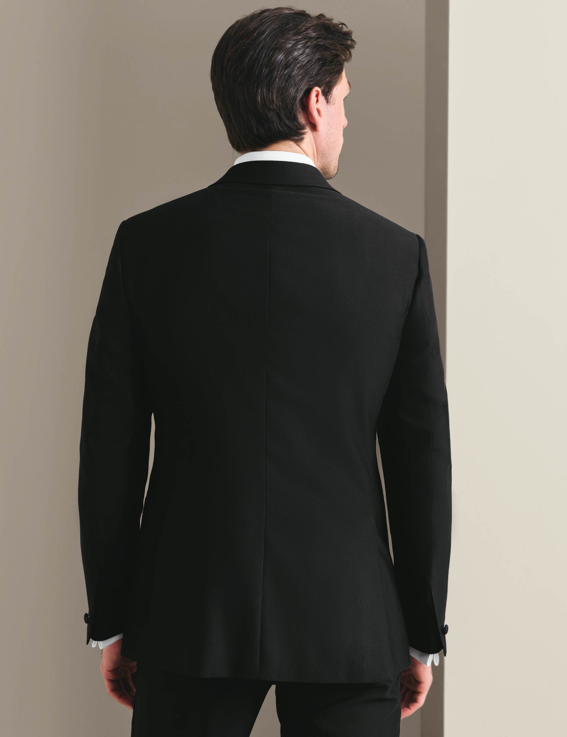 Black slim fit peak lapel dinner suit jacket 5